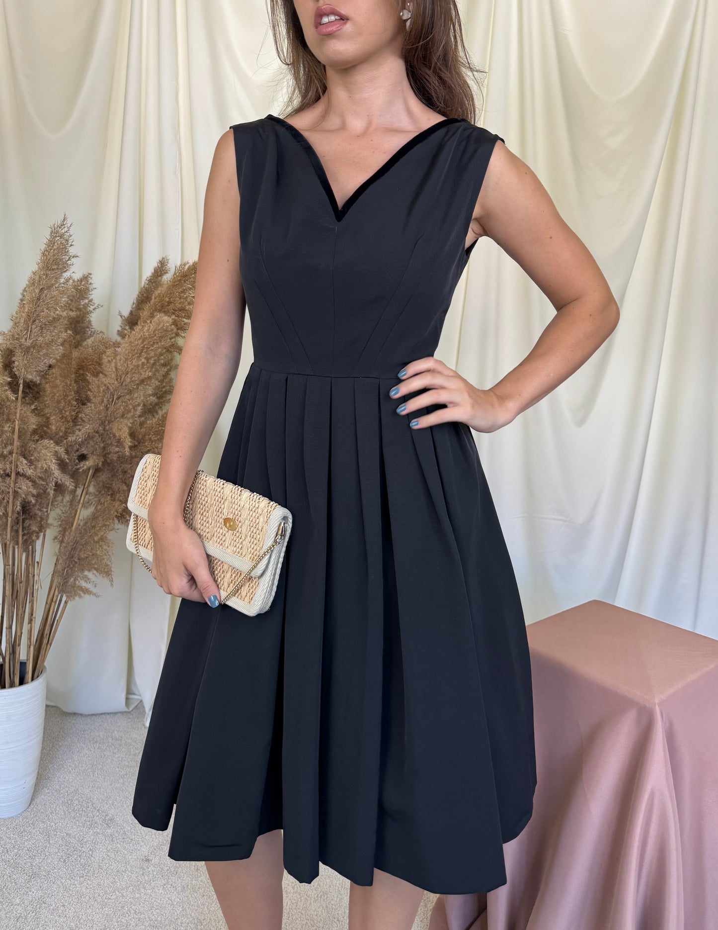 Rochie vintage spectaculoasă custom made, de ocazie cu detalii din catifea de bumbac, produs unicat ( mărimea S)
