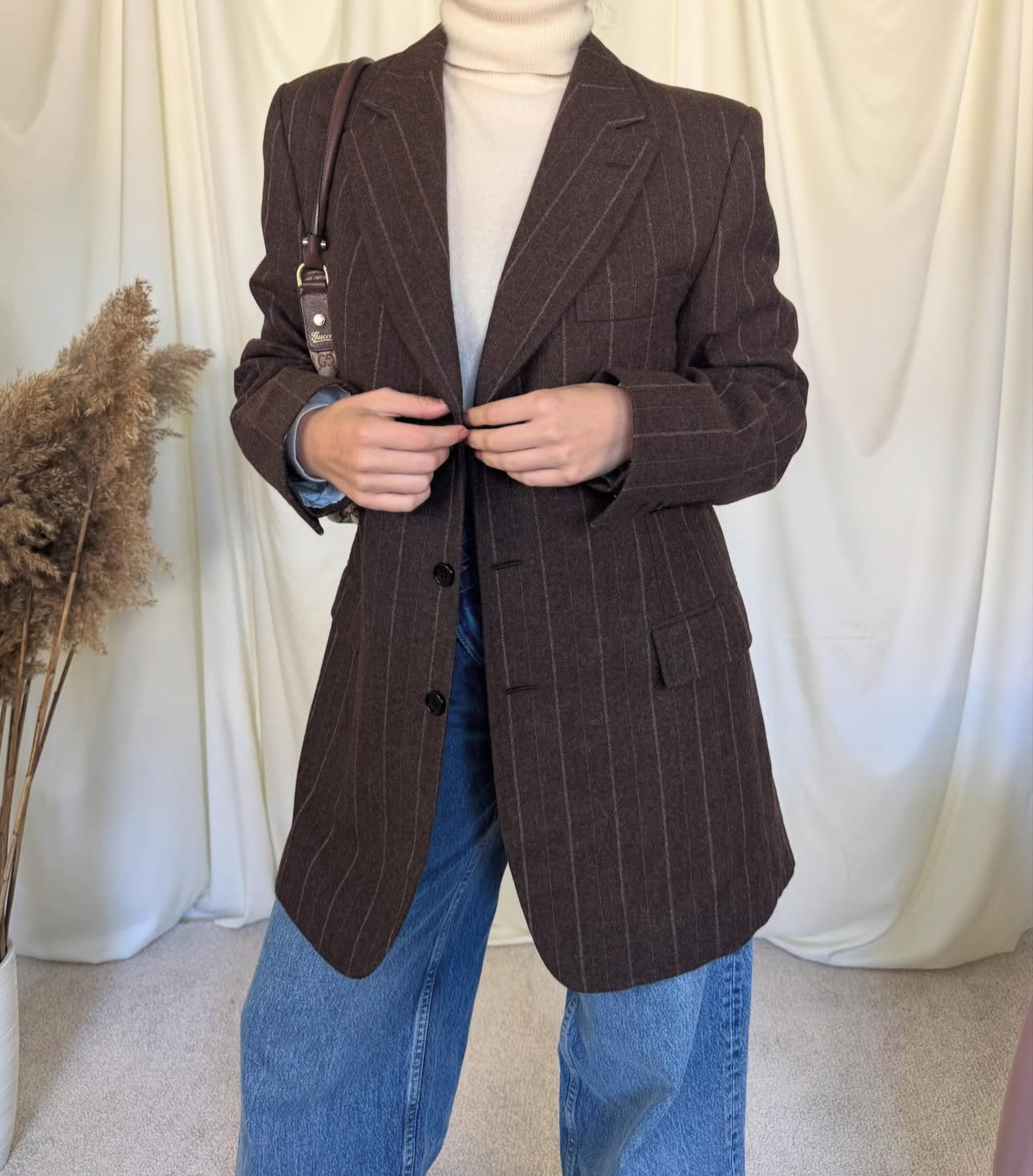 Sacou vintage tip palton din stofă 100% lână( mărimea M)