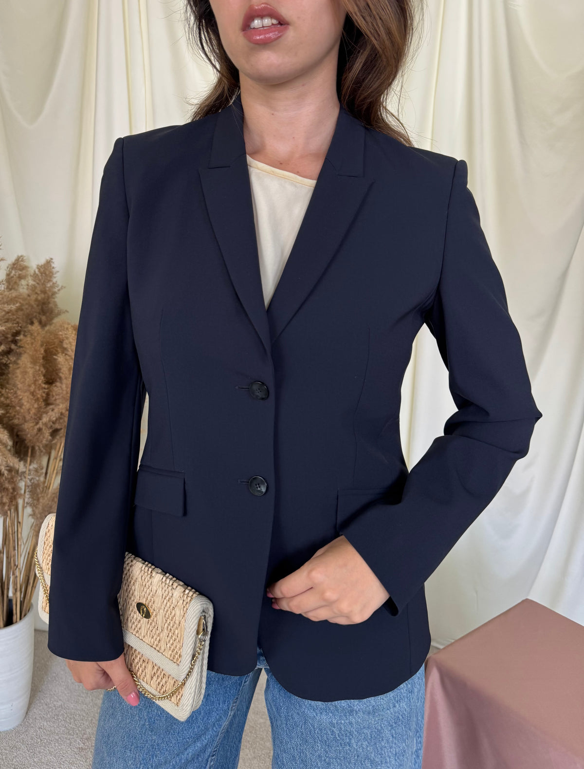 Sacou premium Hugo Boss din stofă de lână fină, bleumarin( mărimea S-M)