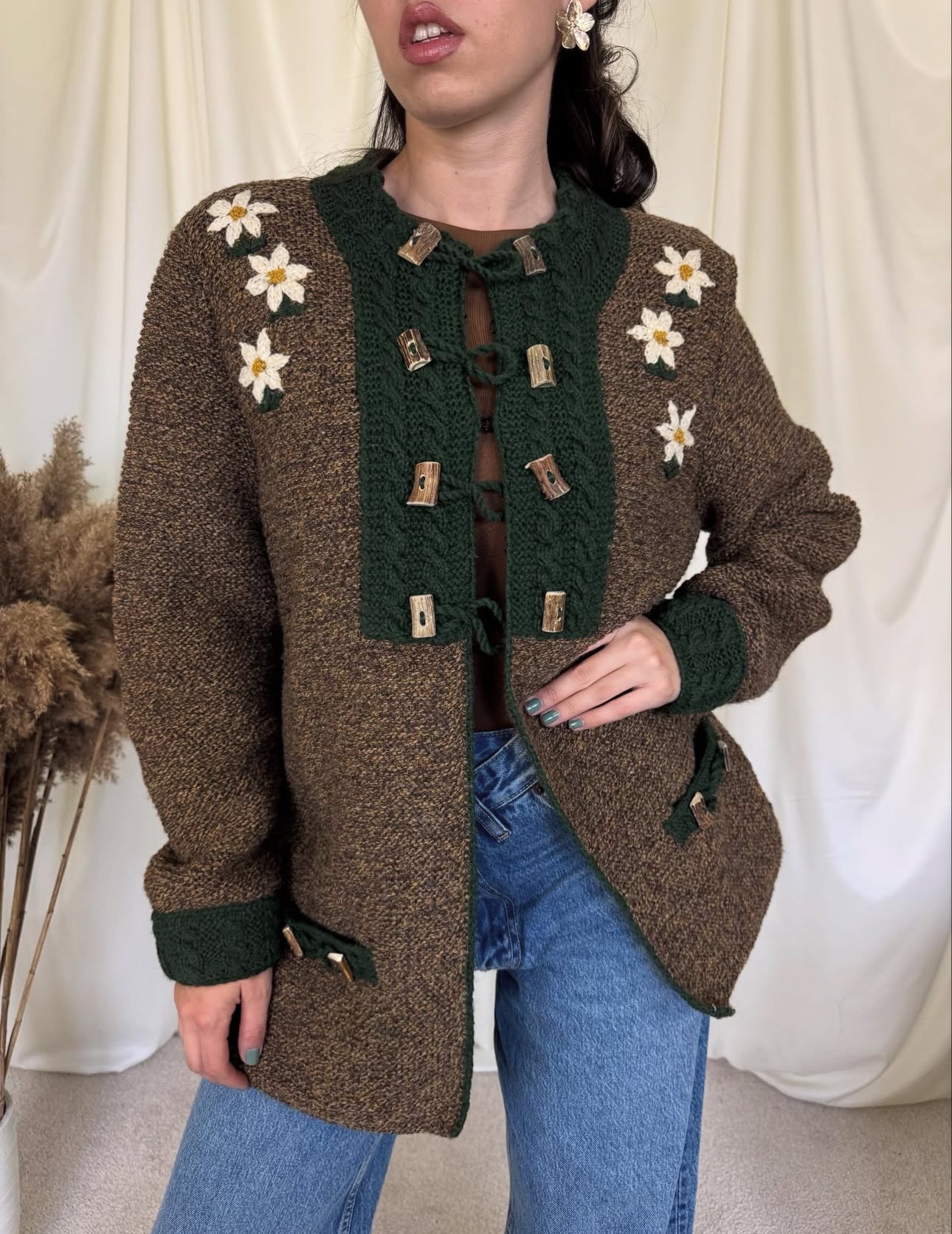 Cardigan vintage din Lână handmade ( mărimea M-L)