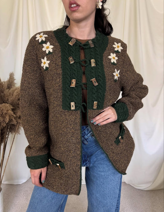 Cardigan vintage din Lână handmade ( mărimea M-L)