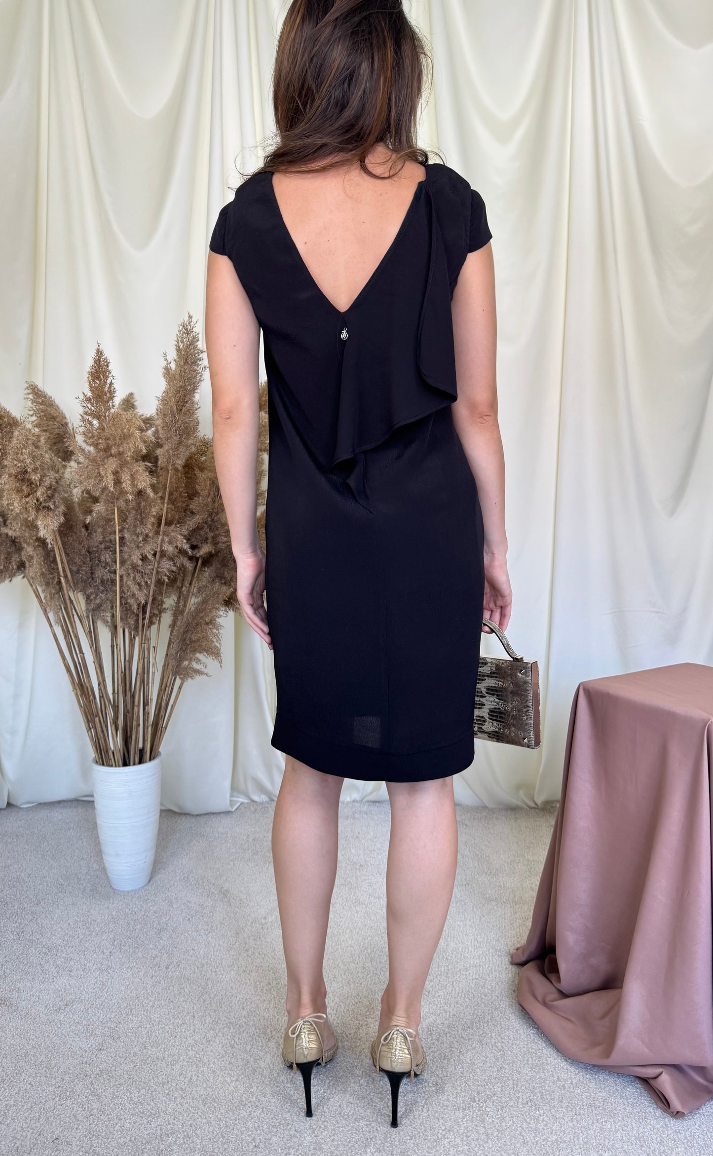 Rochie eleganta Trussardi neagră cu detaliu la spate ( mărimea XS/S)