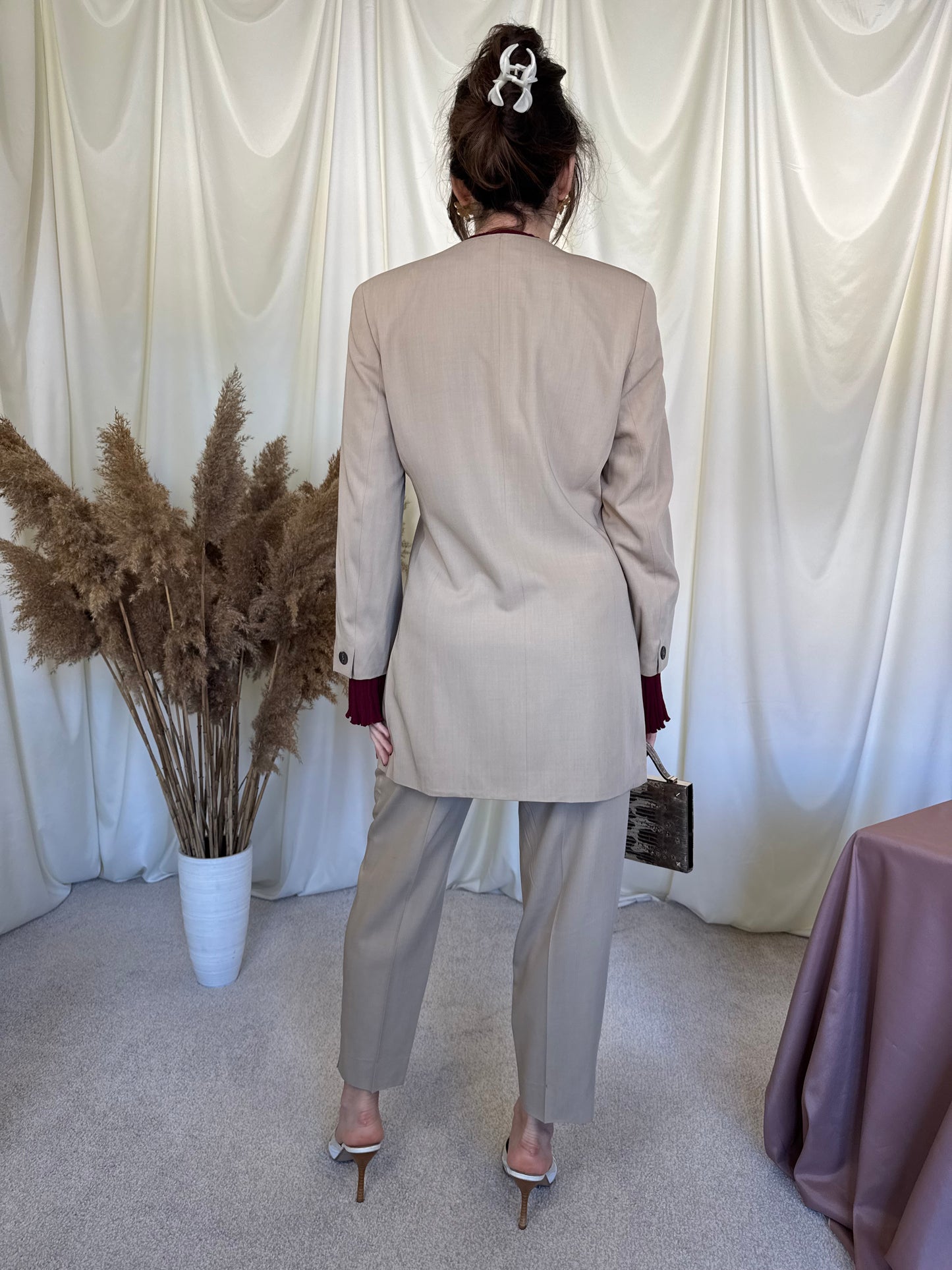 (BACK IN STOCK) Sacou vintage + pantalon cu talie înaltă ( S)