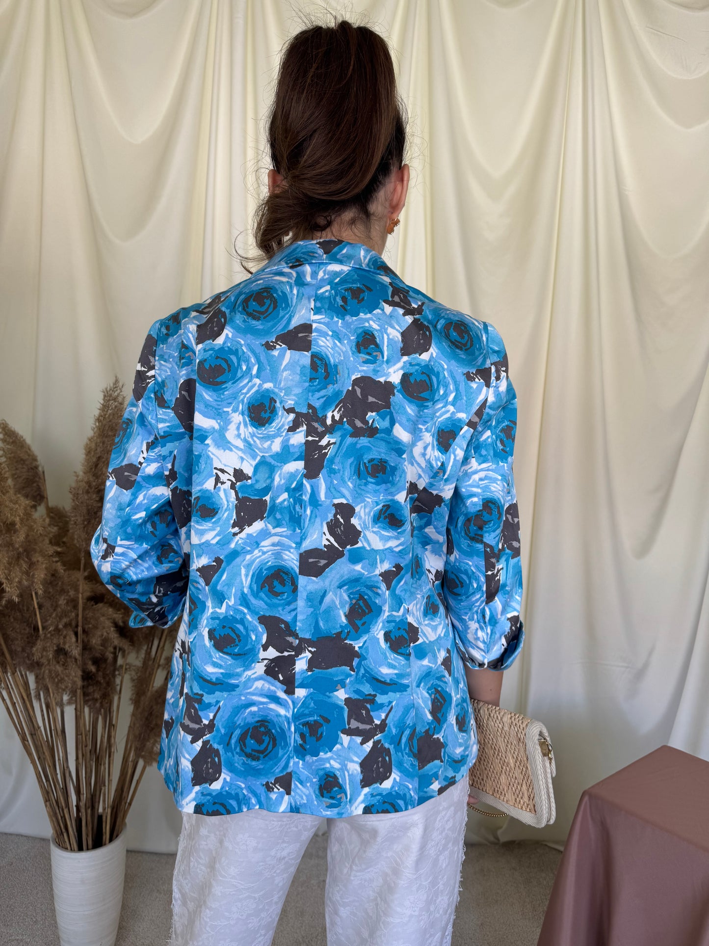 Sacou de vară LAUREL din 97 % bumbac cu print floral și mâneci 3/4 ( mărimea L)