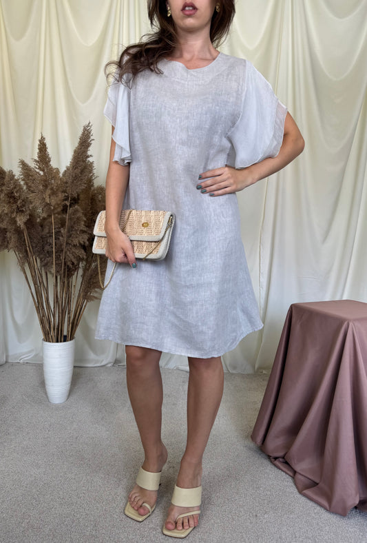 Rochie de vară din in și mătase naturală, made in italy 
(Mărimea M/L)