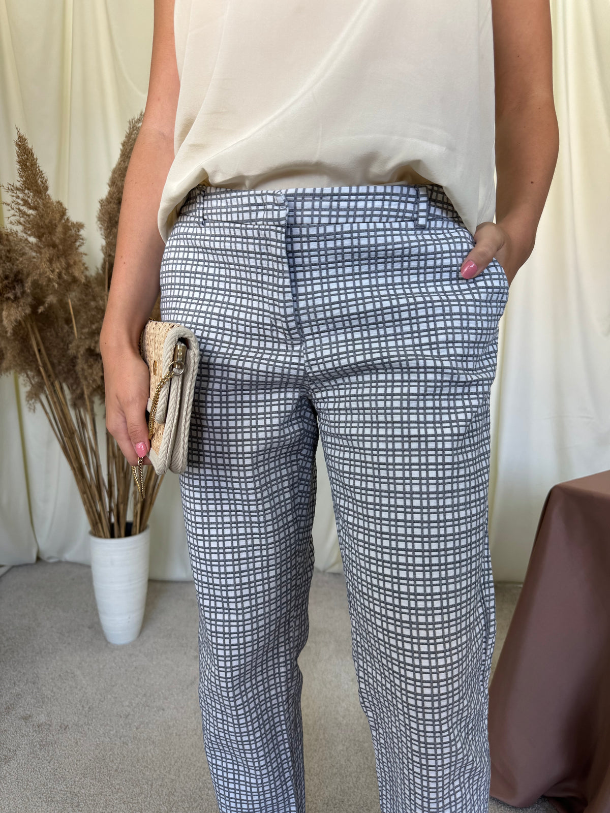 Pantalon Max Mara din bumbac cu print, talie medie( mărimea M/L)
