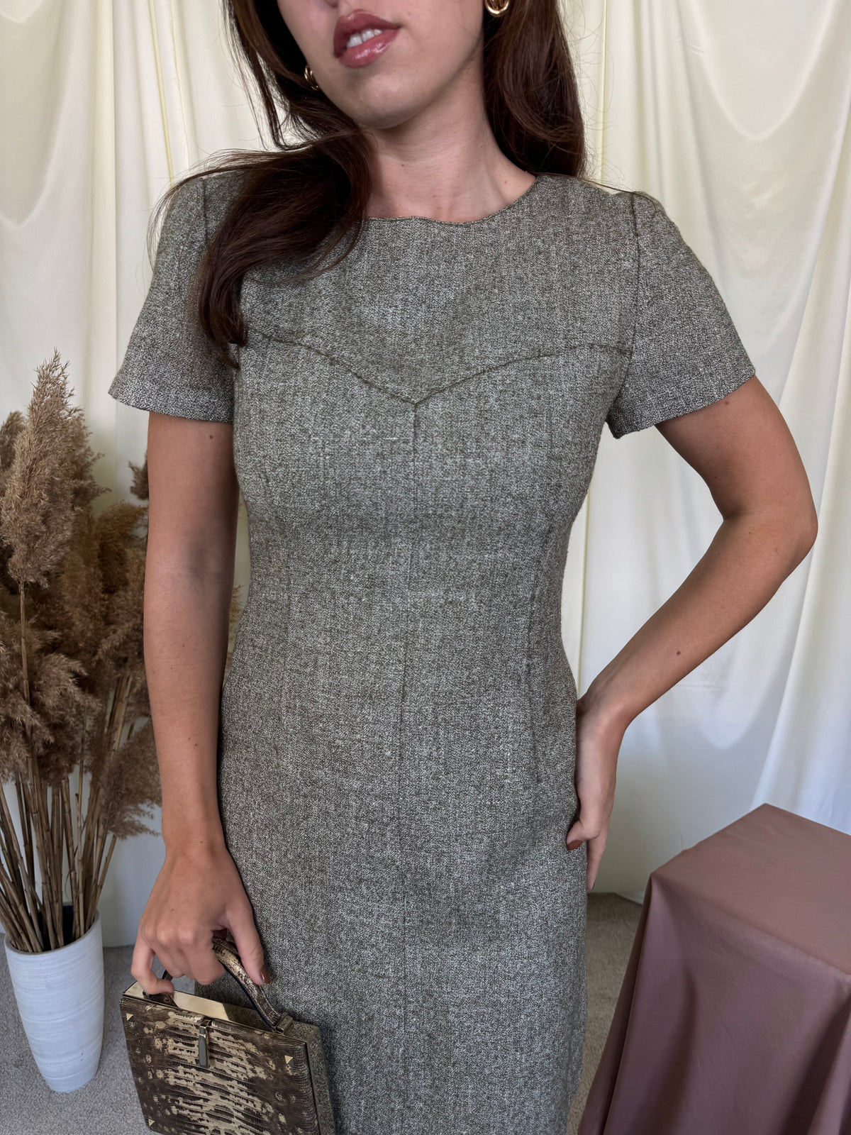 Rochie  vintage luxury VALENTINO din lana și vascoza cu talie cambrata, piesa de colecție ( mărimea S)