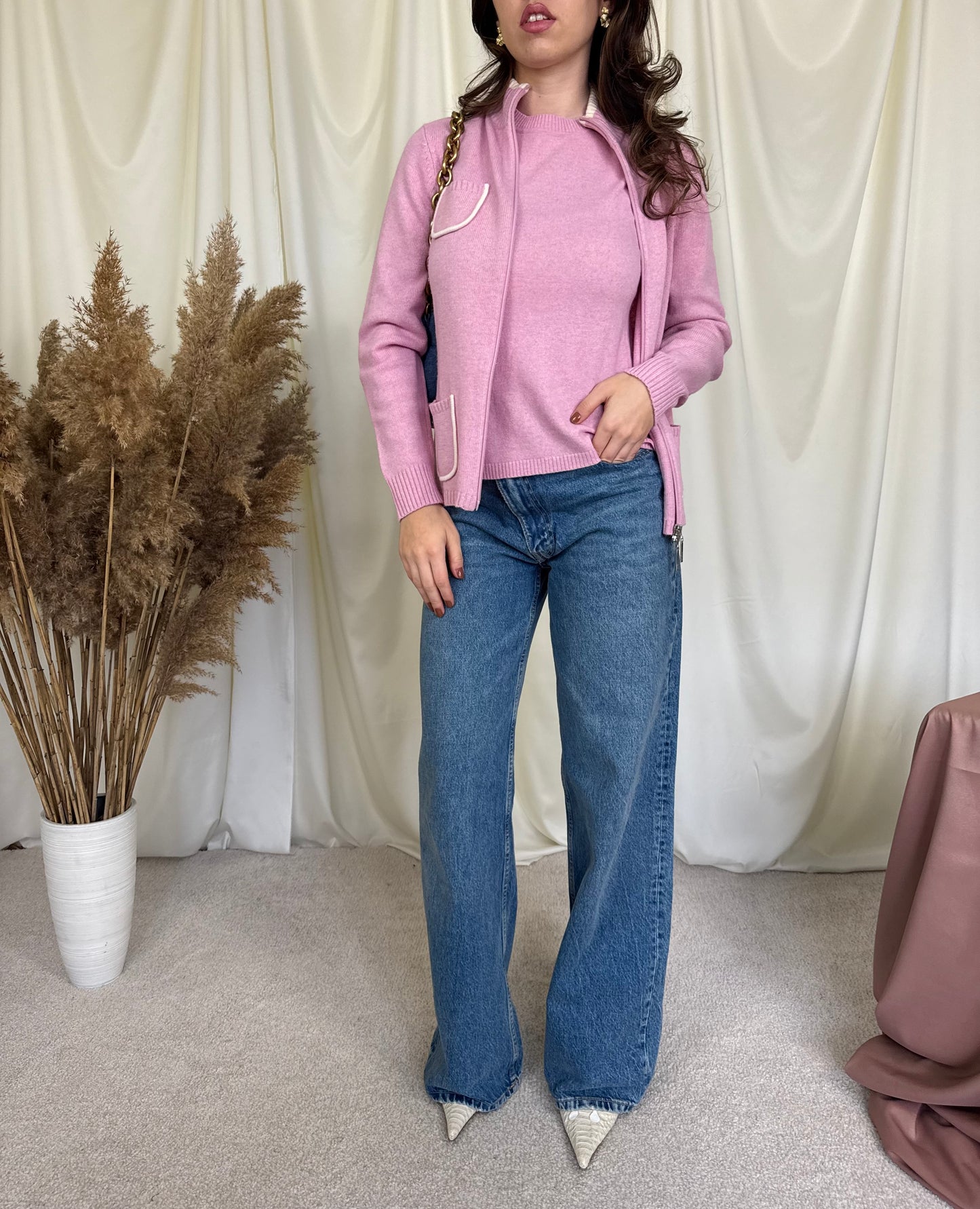 Set babypink din 50% lână și casmir( mărimea M)