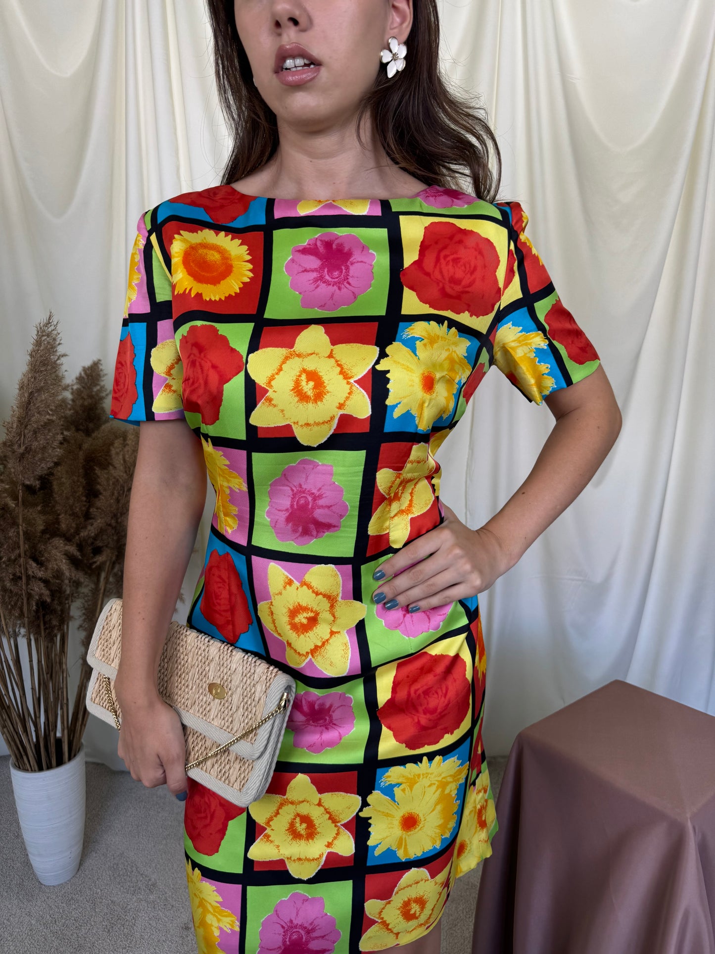 Rochie luxury 90’s Laurel by Escada din 100% matase naturala cu print floral ( marimea 40/ M/L)