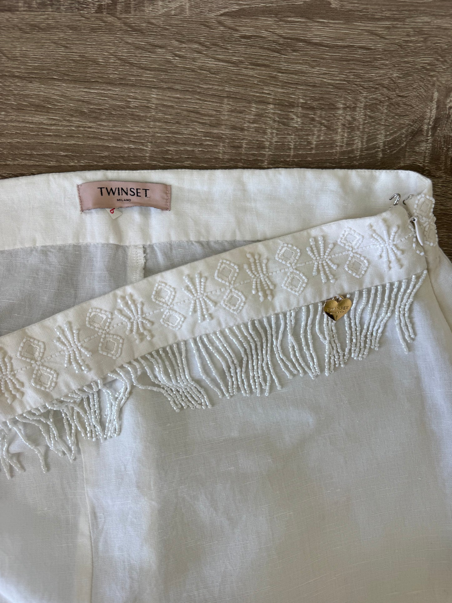 Pantaloni TWINSET din 100% in cu mărgele și aplicații ( mărimea L)