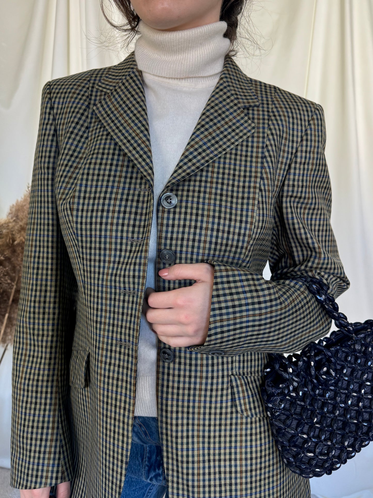 Sacou vintage din stofă de lână, croi cambrat( mărimea m)