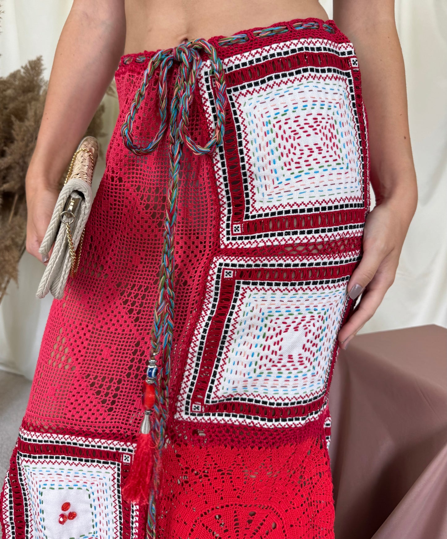 Piesă HANDMADE versatila de vară realizată manual, croset din bumbac, talie ajustabilă ( mărimea M-M/L)