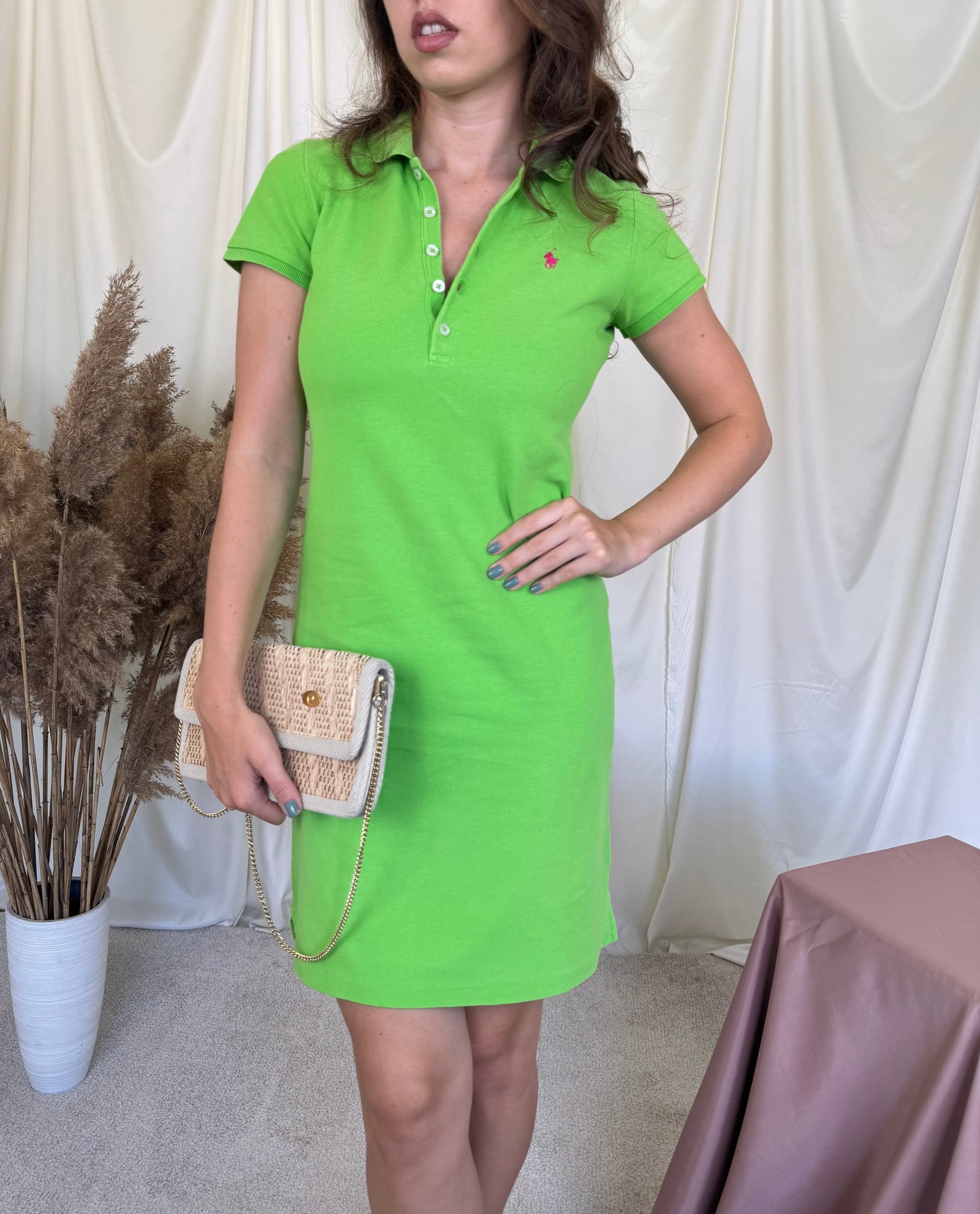 Rochie RALPH LAUREN din 100% bumbac, culoare vibranata 
(Mărimea XS/S)