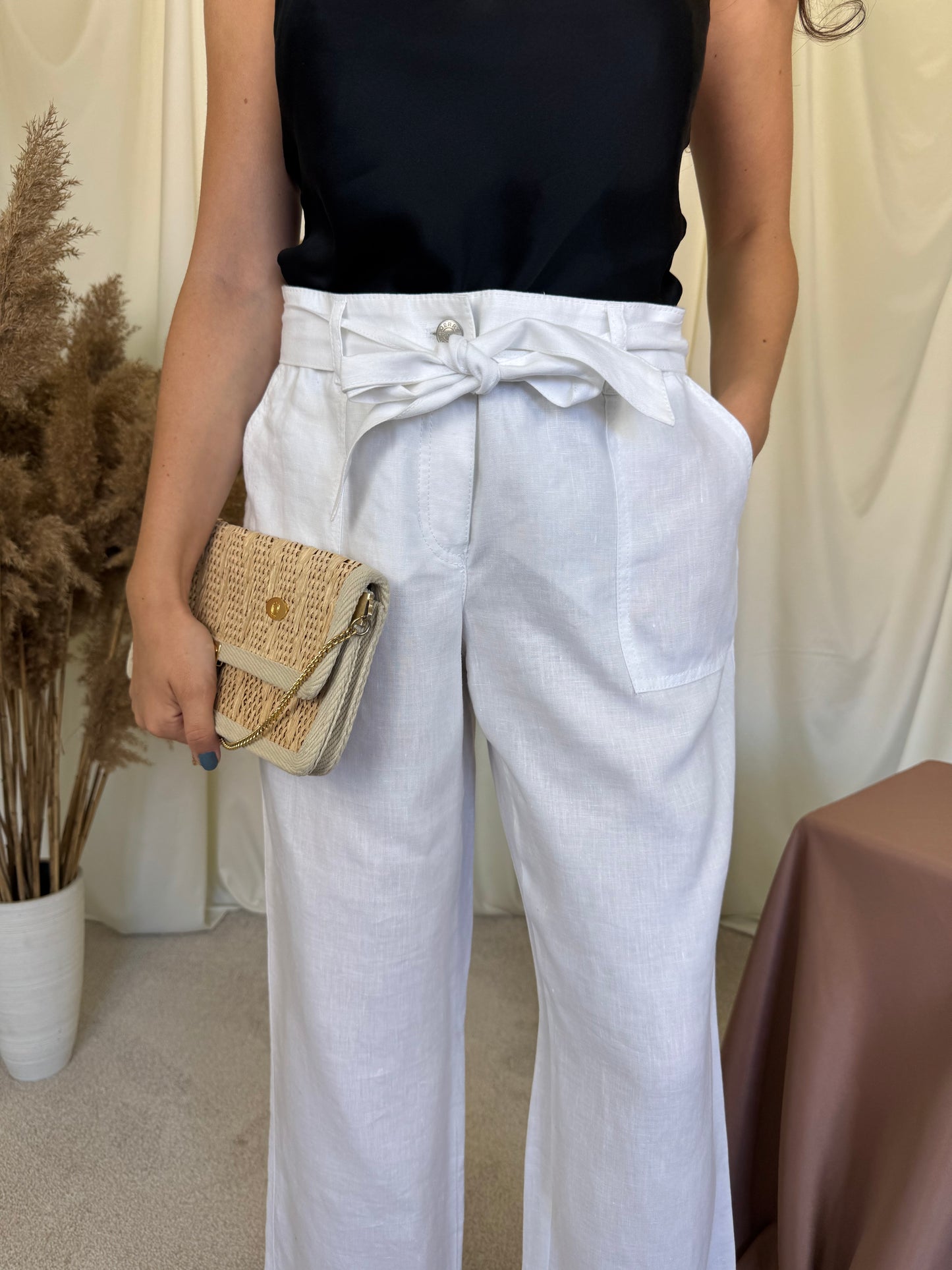 Pantalon de vară Gerry Weber din 100% in, talie ajustabilă ( mărimea L)