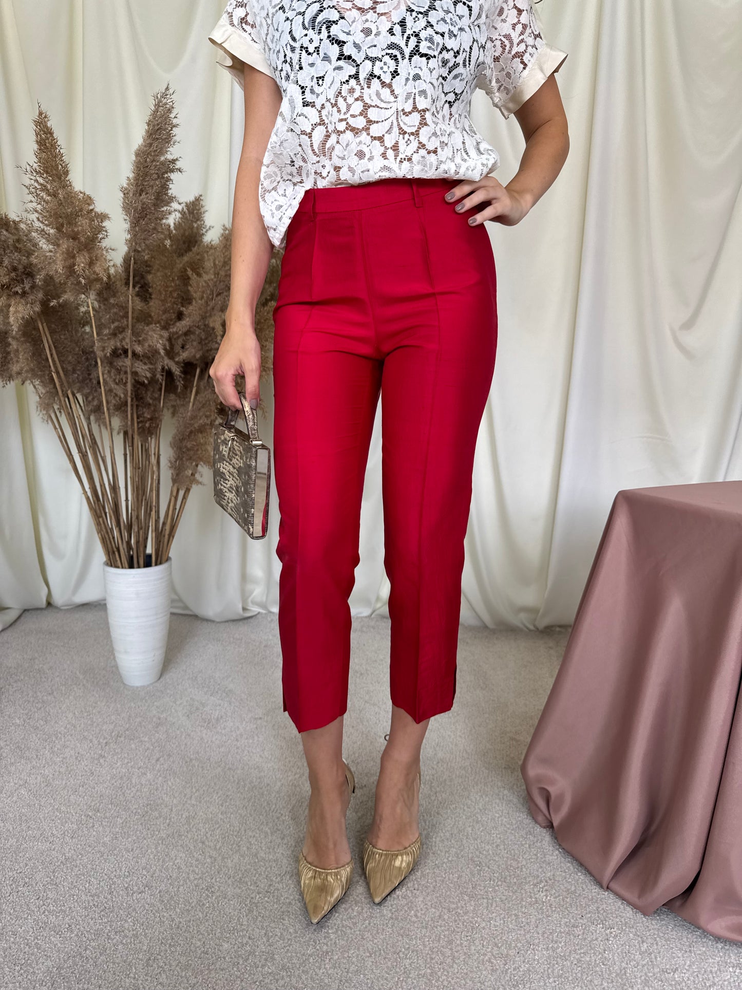 Pantaloni luxury PESERICO din 100% mătase naturăla cu talie medie ( mărimea XS)