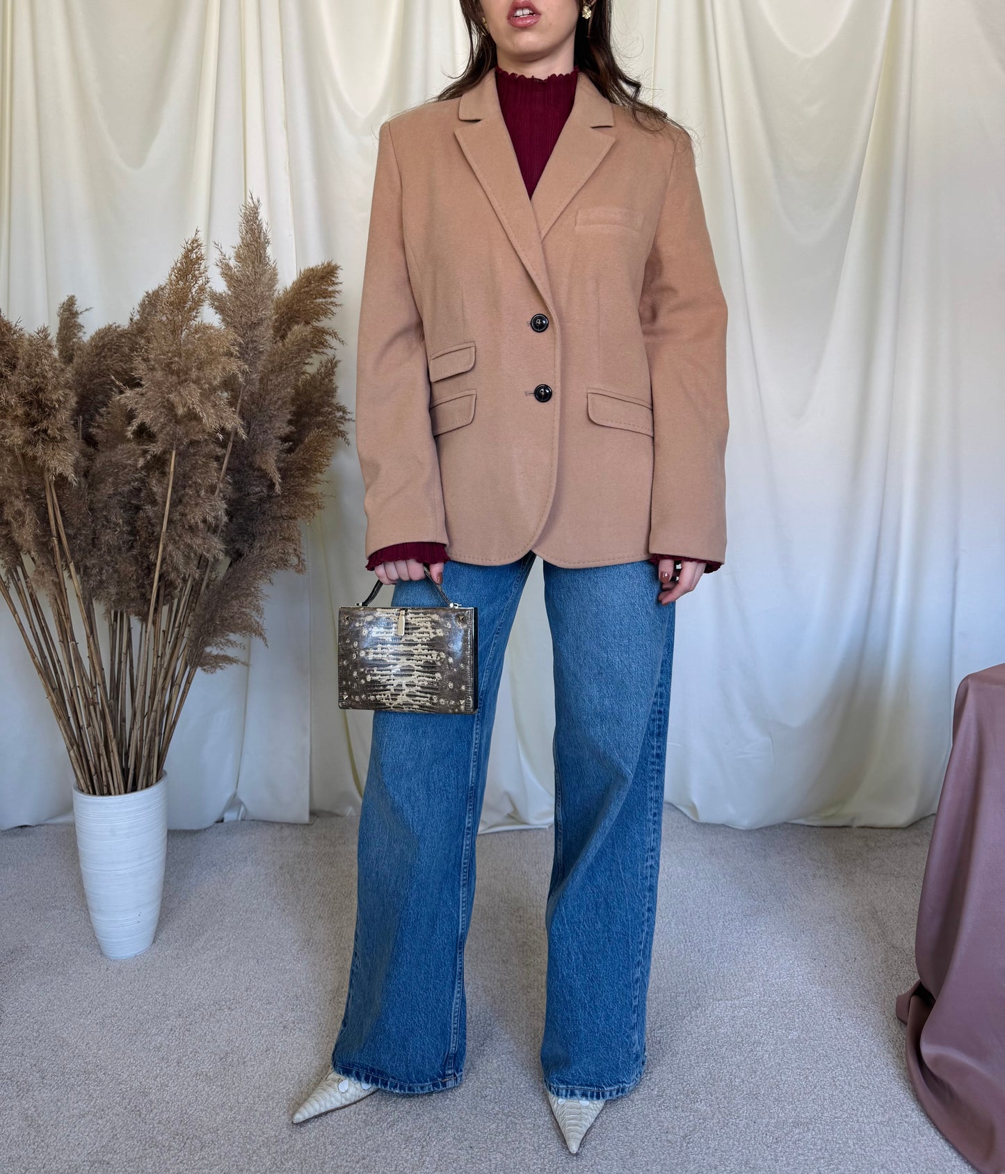 Sacou superb în nuanța camel din 80% lână și casmir( XL)