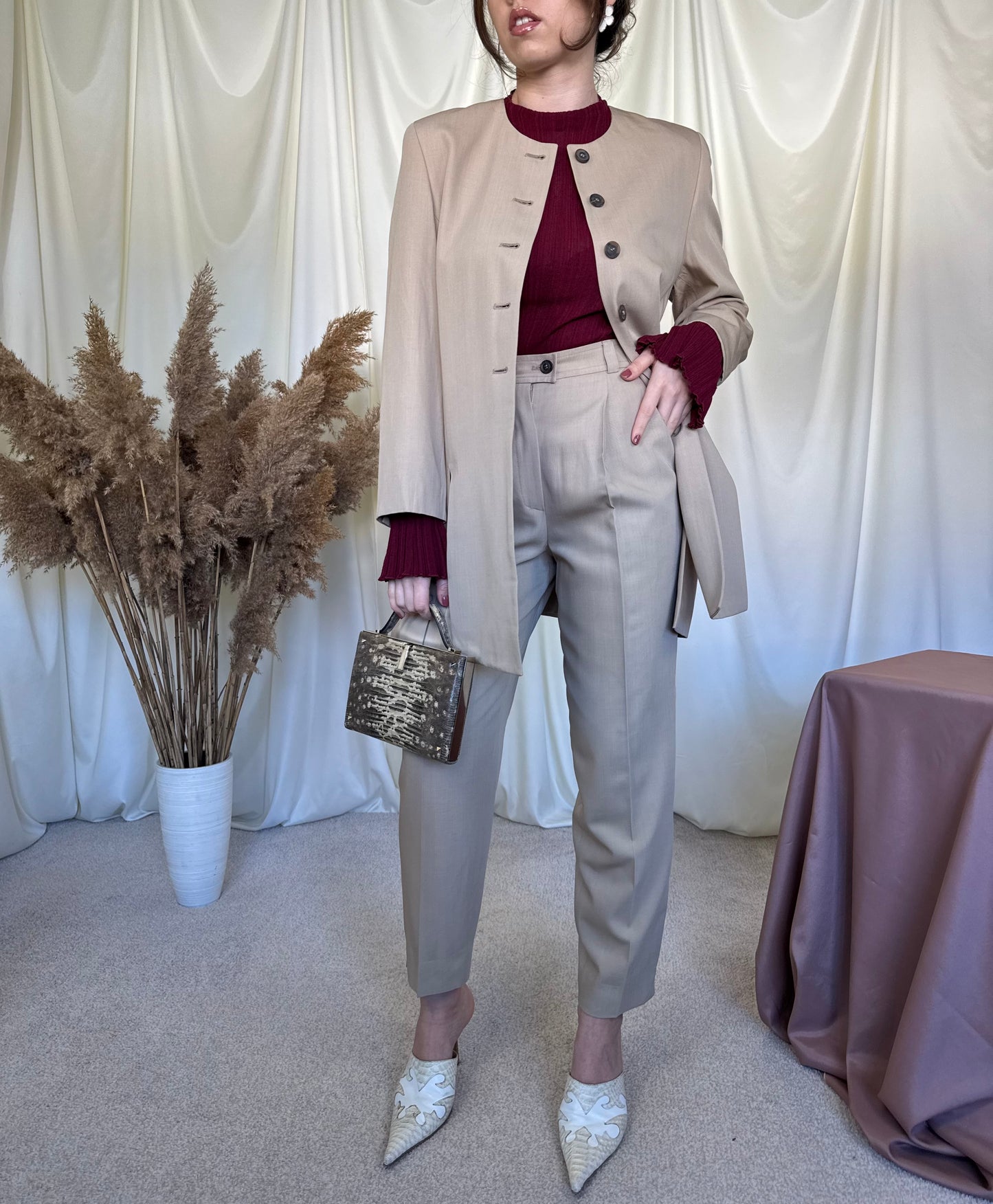 (BACK IN STOCK) Sacou vintage + pantalon cu talie înaltă ( S)