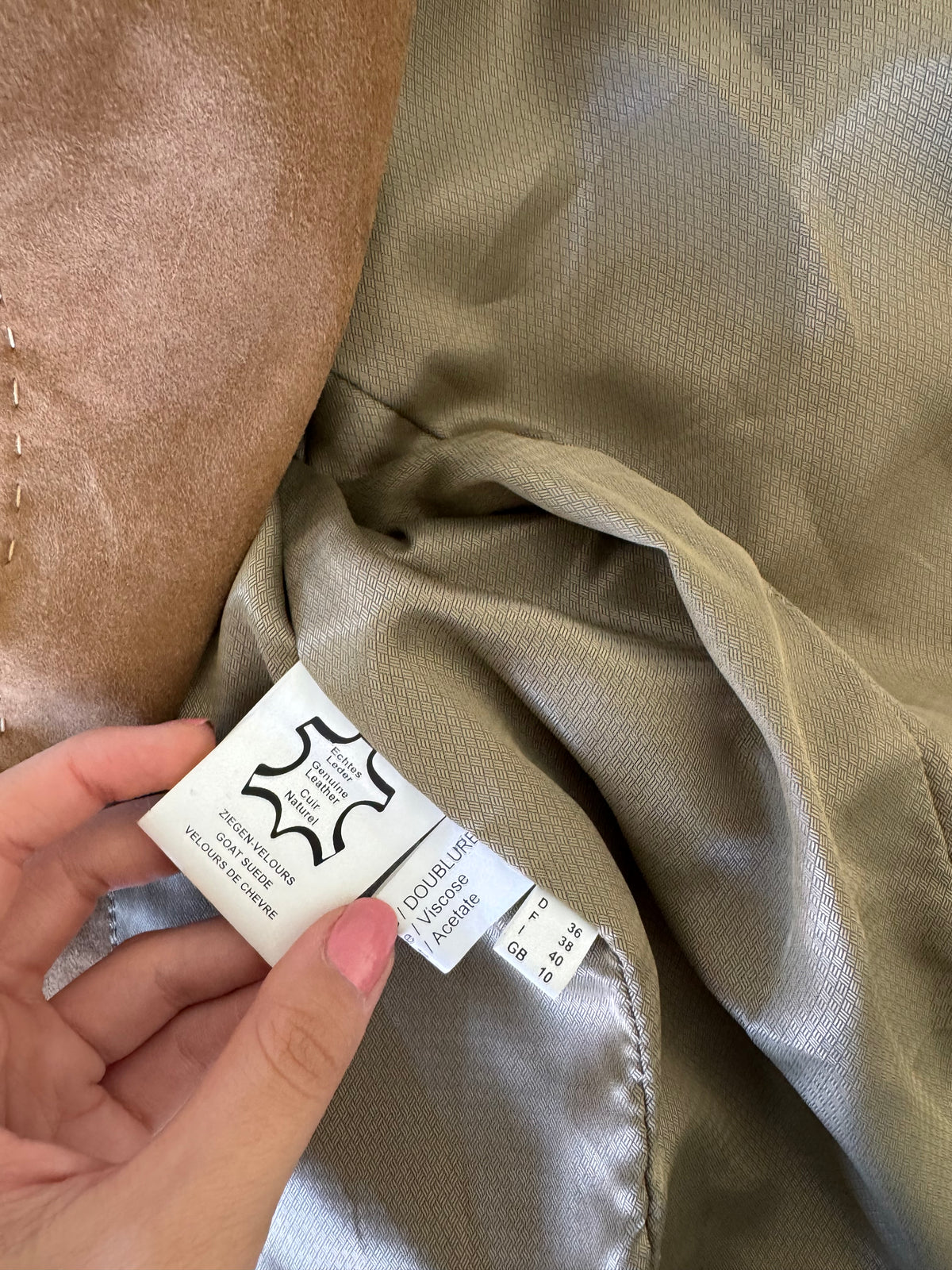Sacou tip jachetă premium MADELEINE din 100% piele naturală întoarsă cu centura masivă ( mărimea S/M)