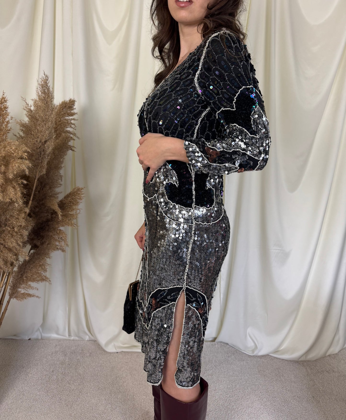 Rochie vintage mătase naturală ( S)