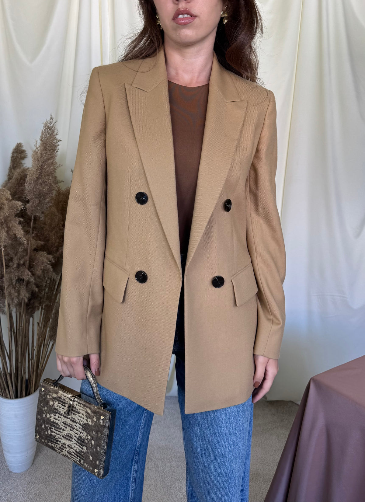 Sacou Massimo Dutti din 100% lână, crem superb ( mărimea M)