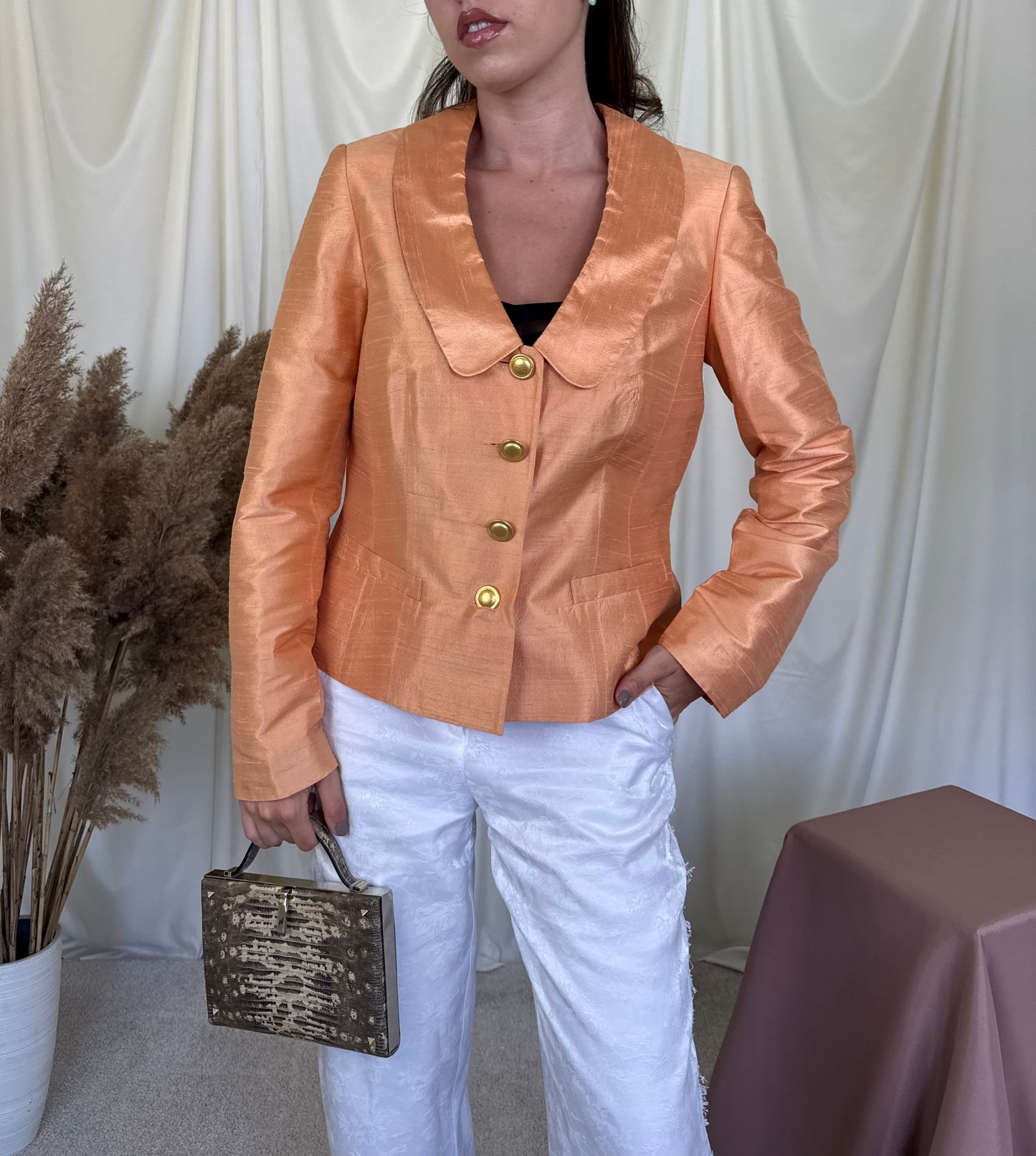 Sacou vintage din 100% mătase naturală 
(Mărimea M)