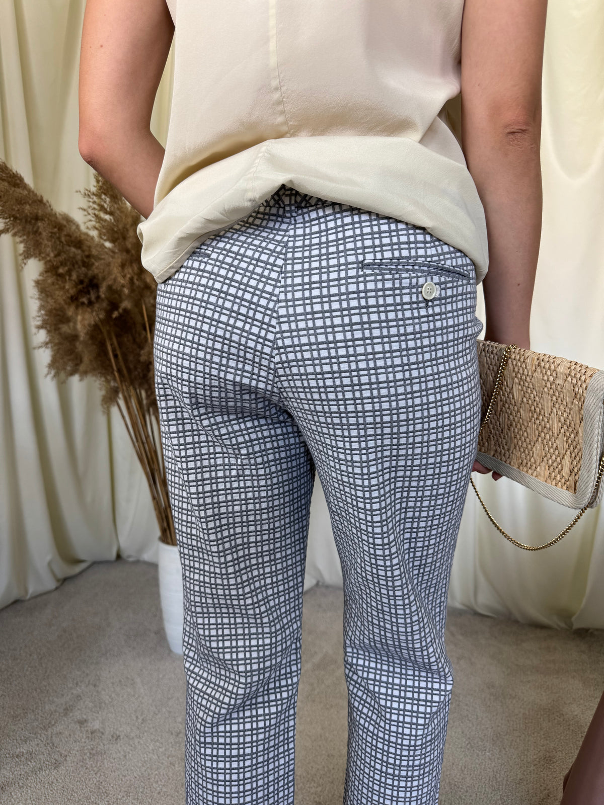Pantalon Max Mara din bumbac cu print, talie medie( mărimea M/L)