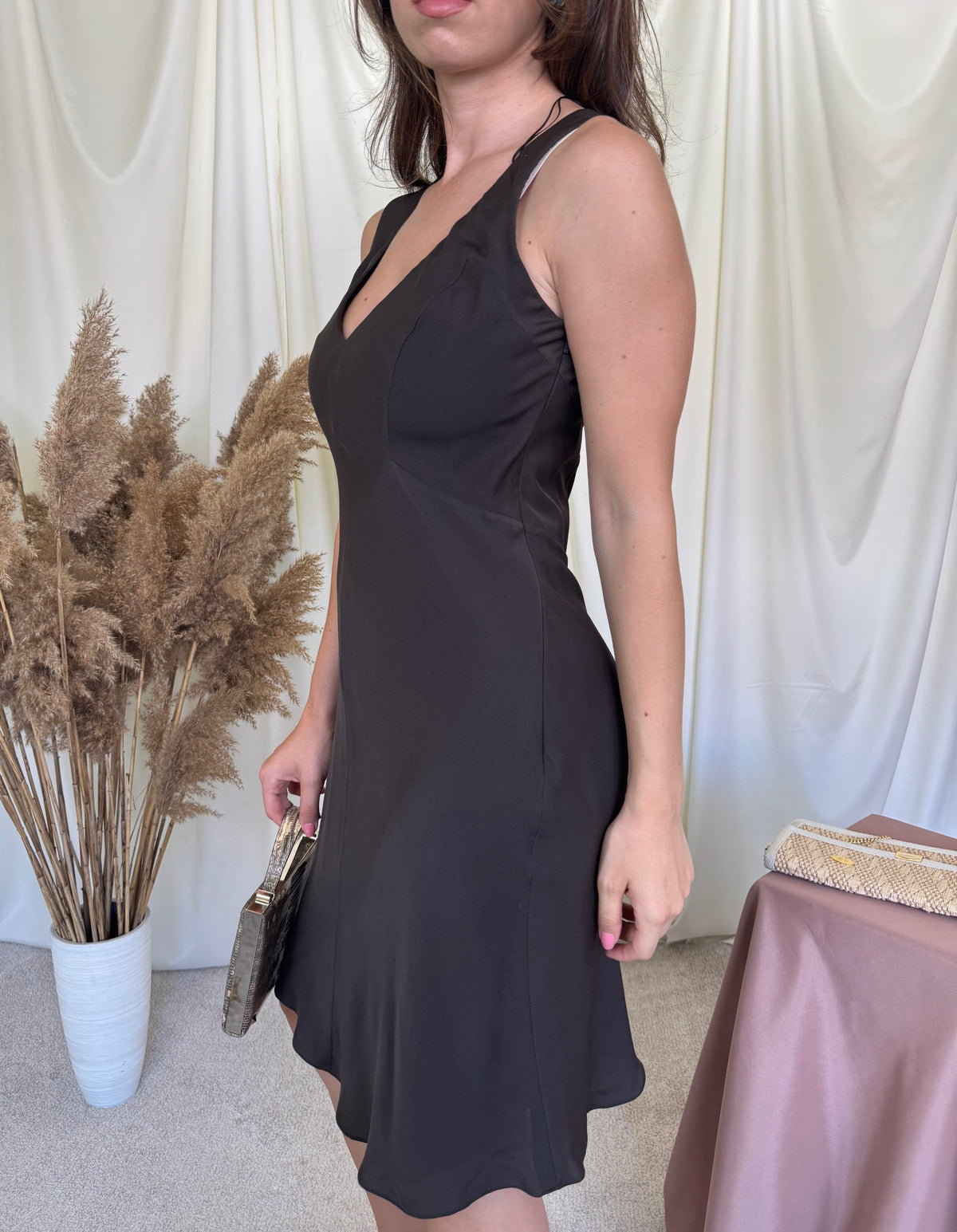 Rochie elegantă HUGO BOSS din 100% mătase naturală finuță, talie marcata ( mărimea XS)