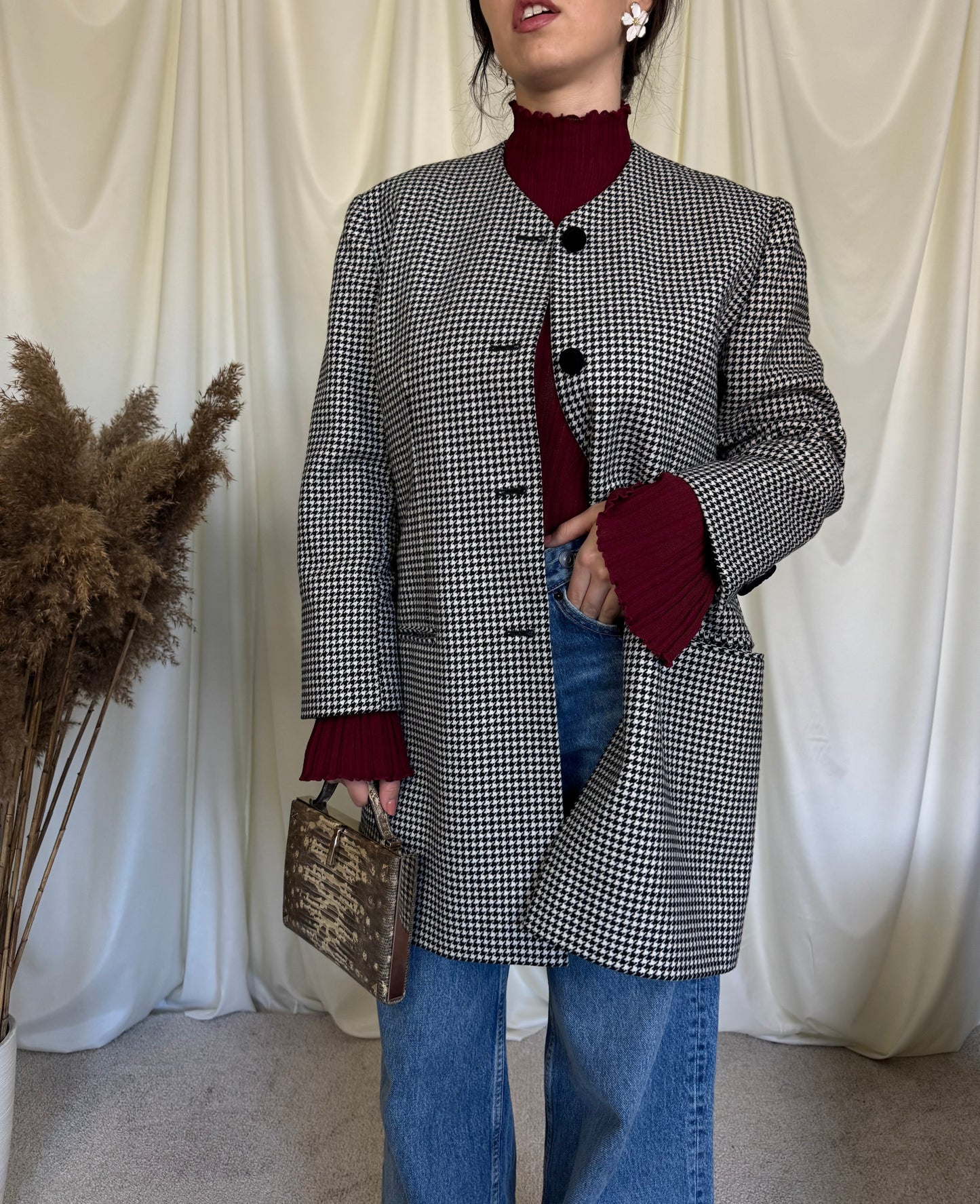 Pardesiu elegant în print pepit