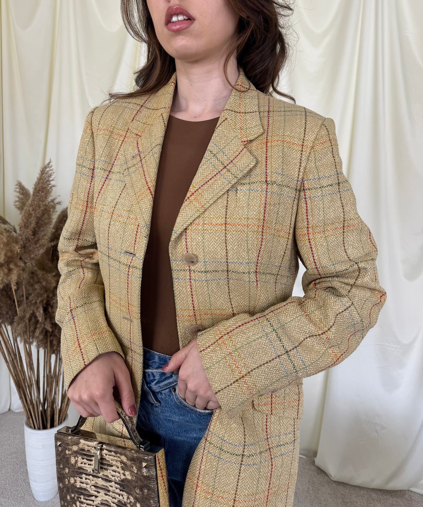 Sacou vintage din stofă premium de mătase naturală ( mărimea S/M)