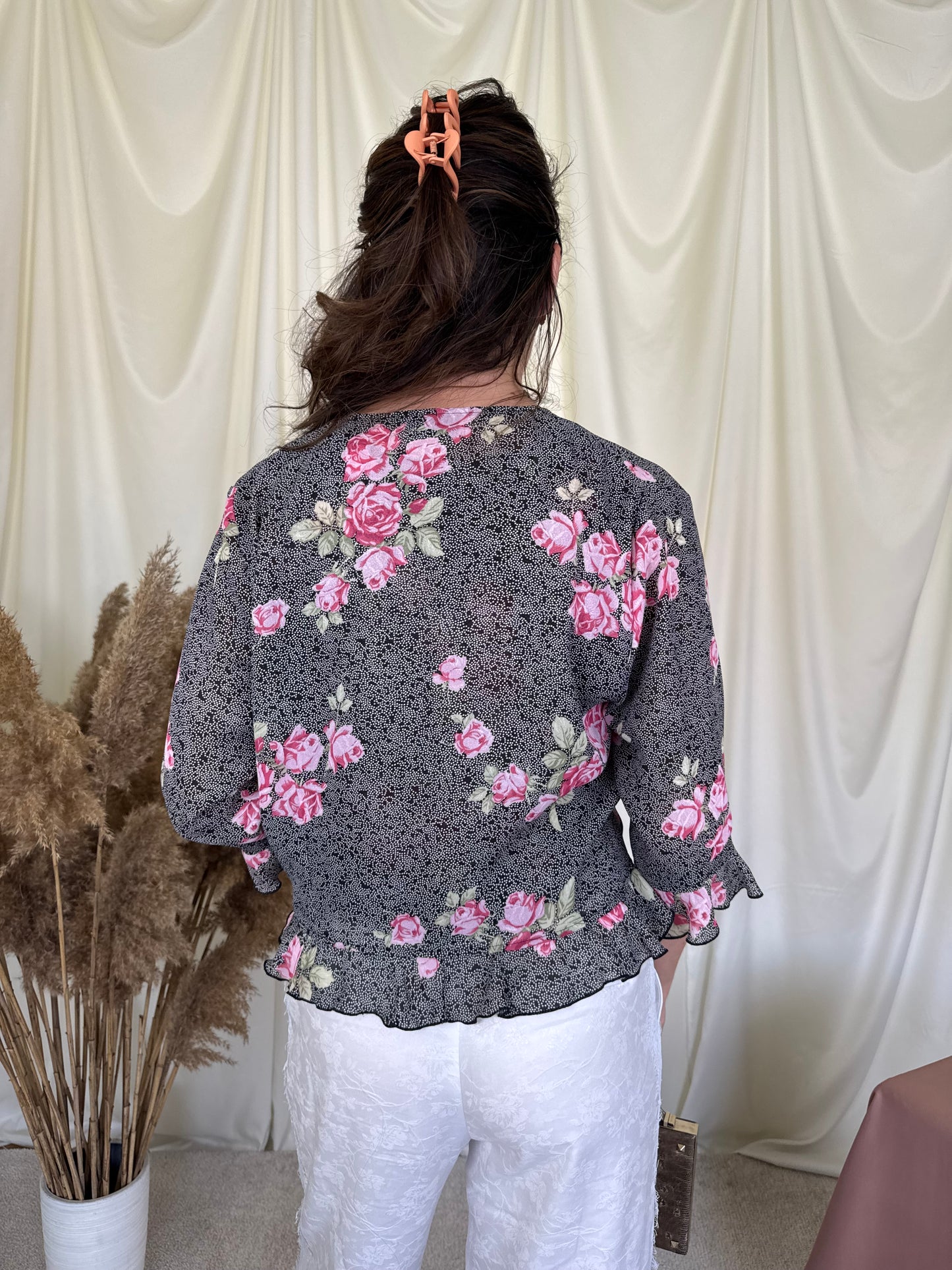 Set premium SPORTALM cu print floral: sacou + top tip corset 
(Mărimea S)
