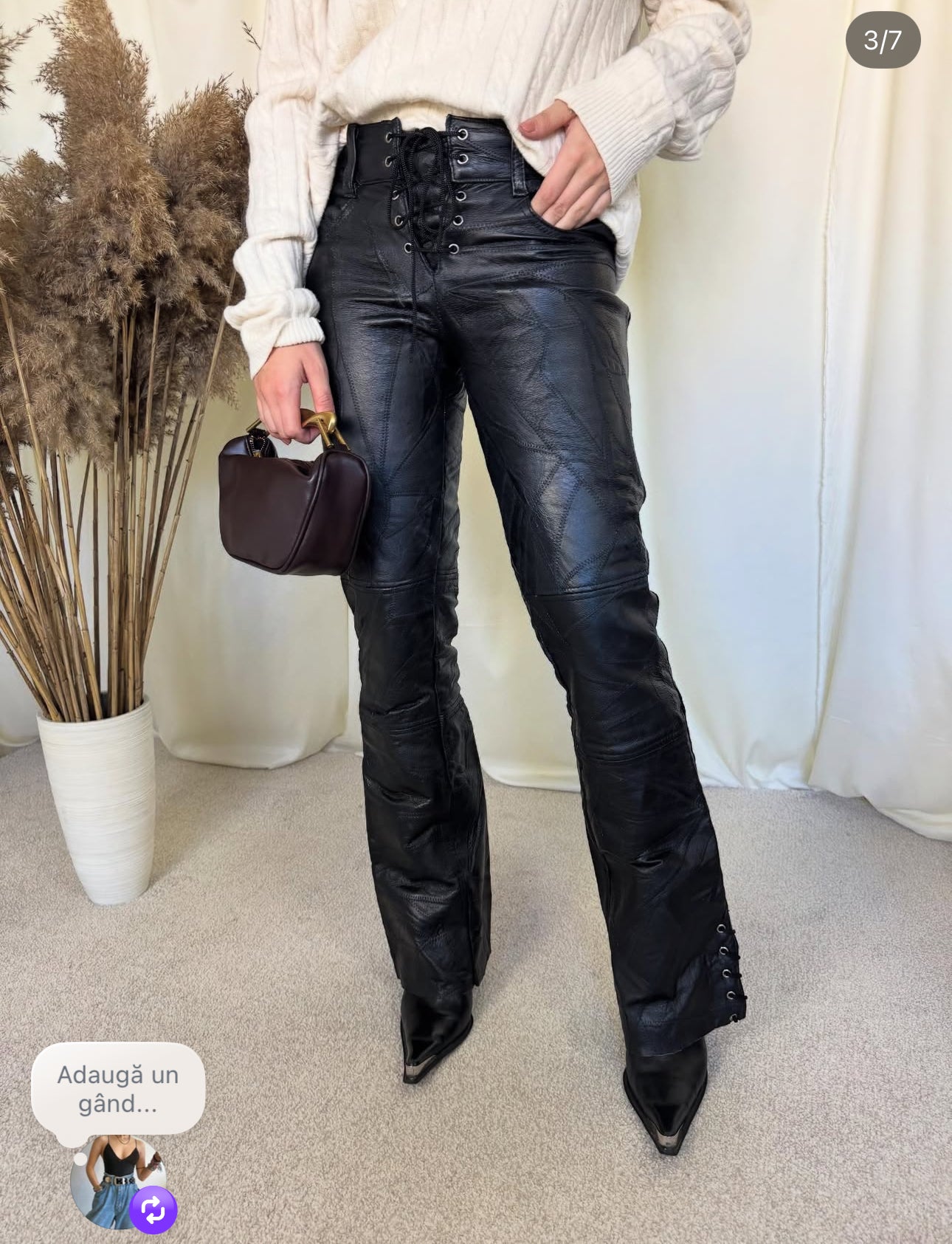 Pantaloni vintage piele naturală( mărimea XS-S)