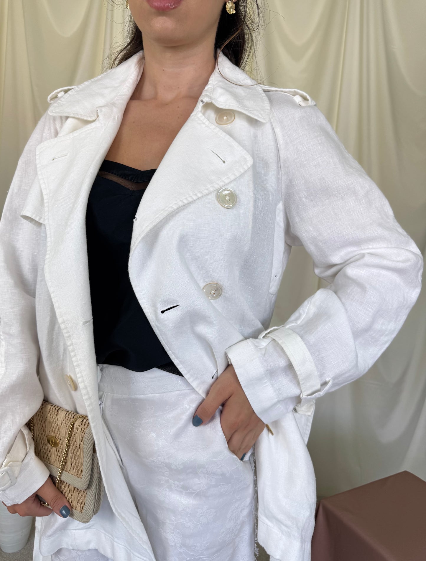 Jachetă RALPH LAUREN din 100% in cu cordon pentru ajustare taliei 
( Mărimea M/L)