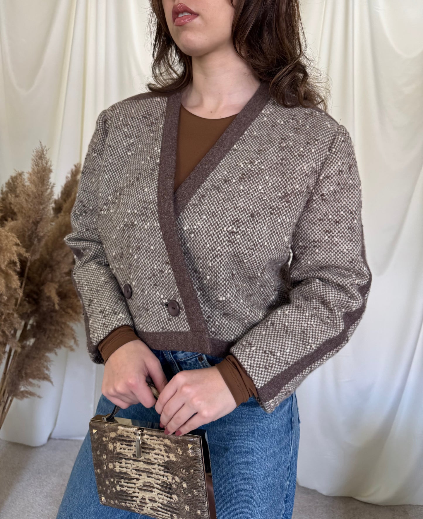 Jacheta vintage superbă din 80% lână și angora( M)