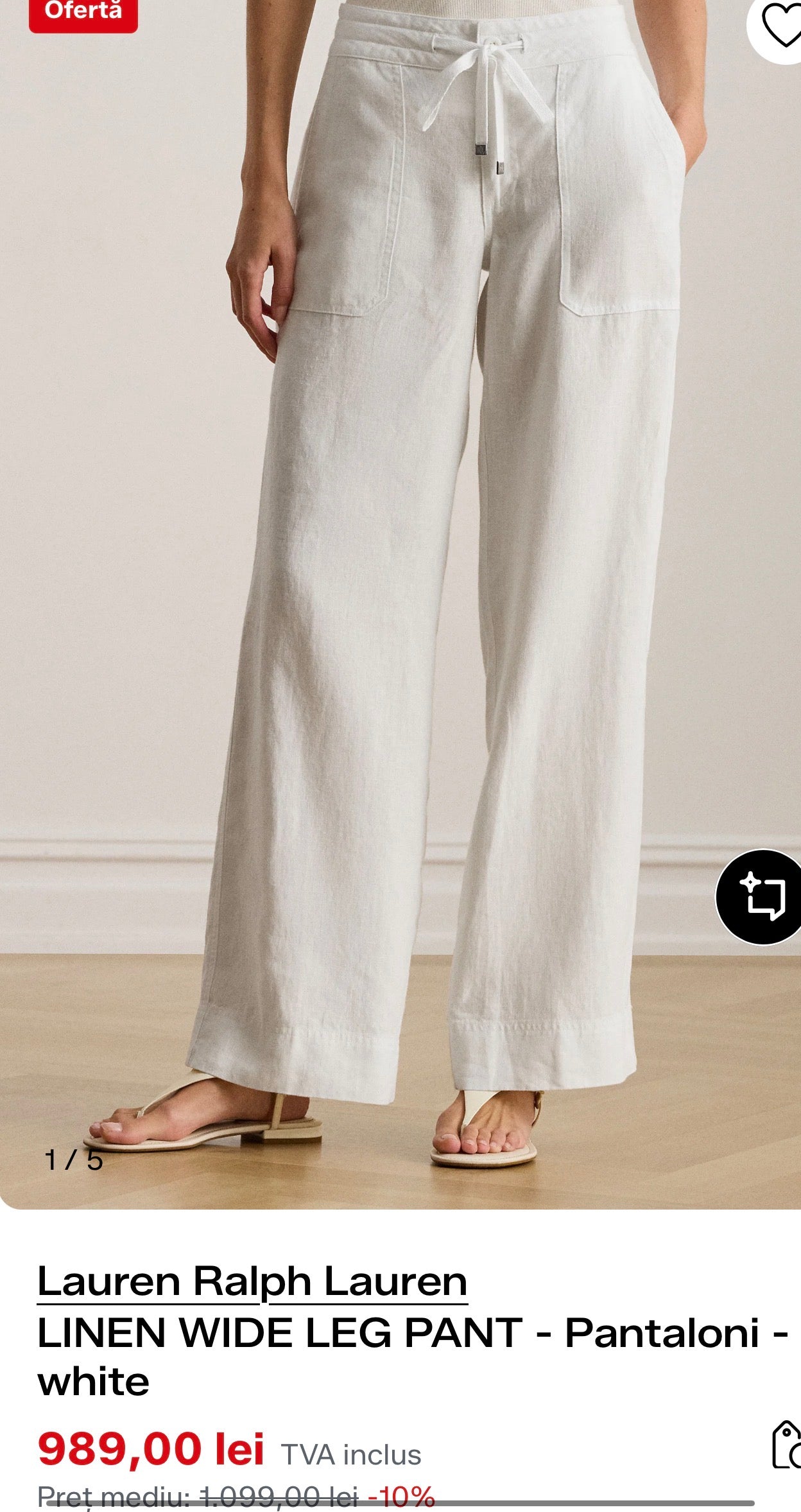 Pantaloni de vară din 100% in Ralph Lauren ( marimea L)- mărimea 12