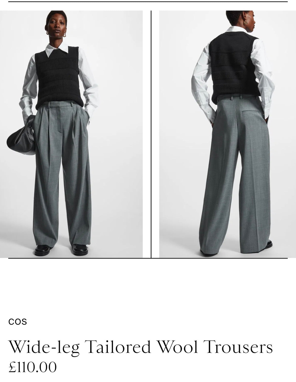 Pantalon COS super cool wide leg din stofă de lână  ( mărimea M)