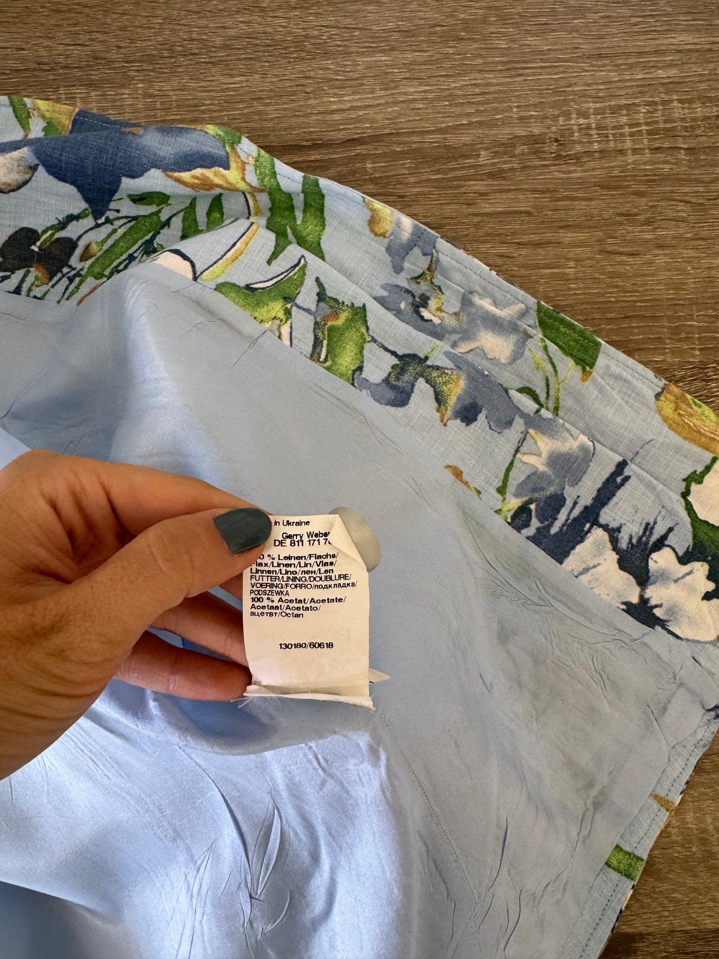 Sacou GERRY WEBER din 100% in baby blue cu print floral ( marimea 40/M-L)