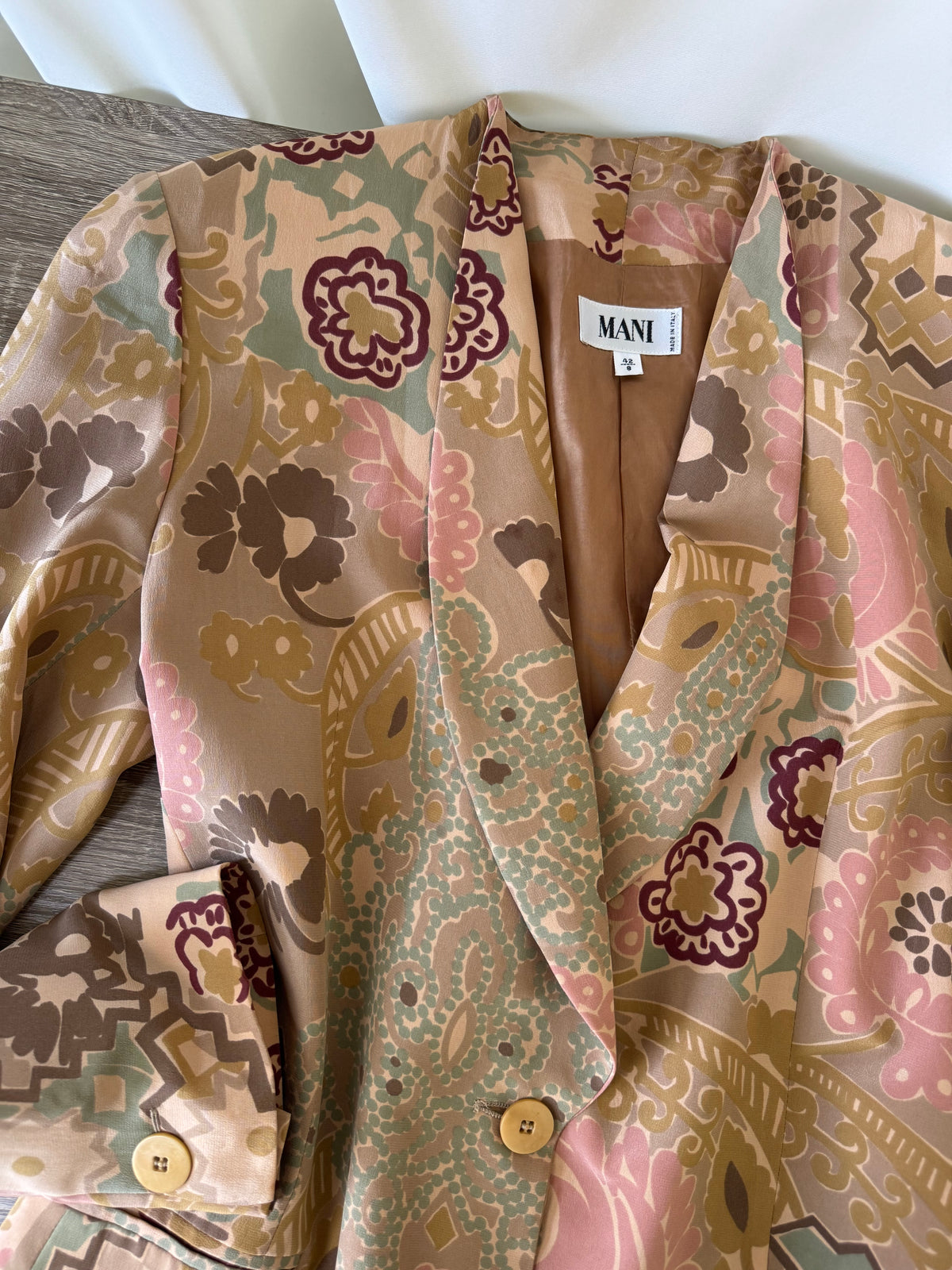 Sacou vintage & luxury ARMANI din 100% mătase naturală calitativă cu print superb( mărimea M)