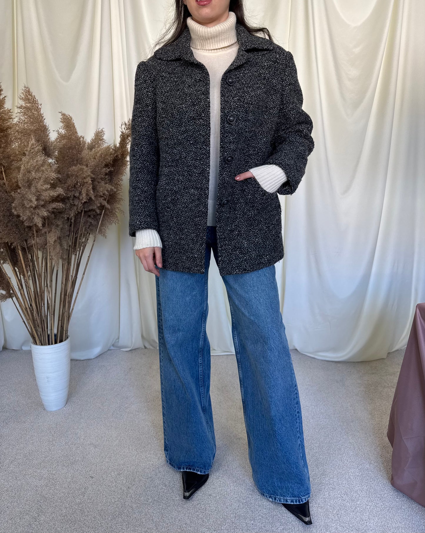 Jacheta vintage din stofa de lâna tip tweet