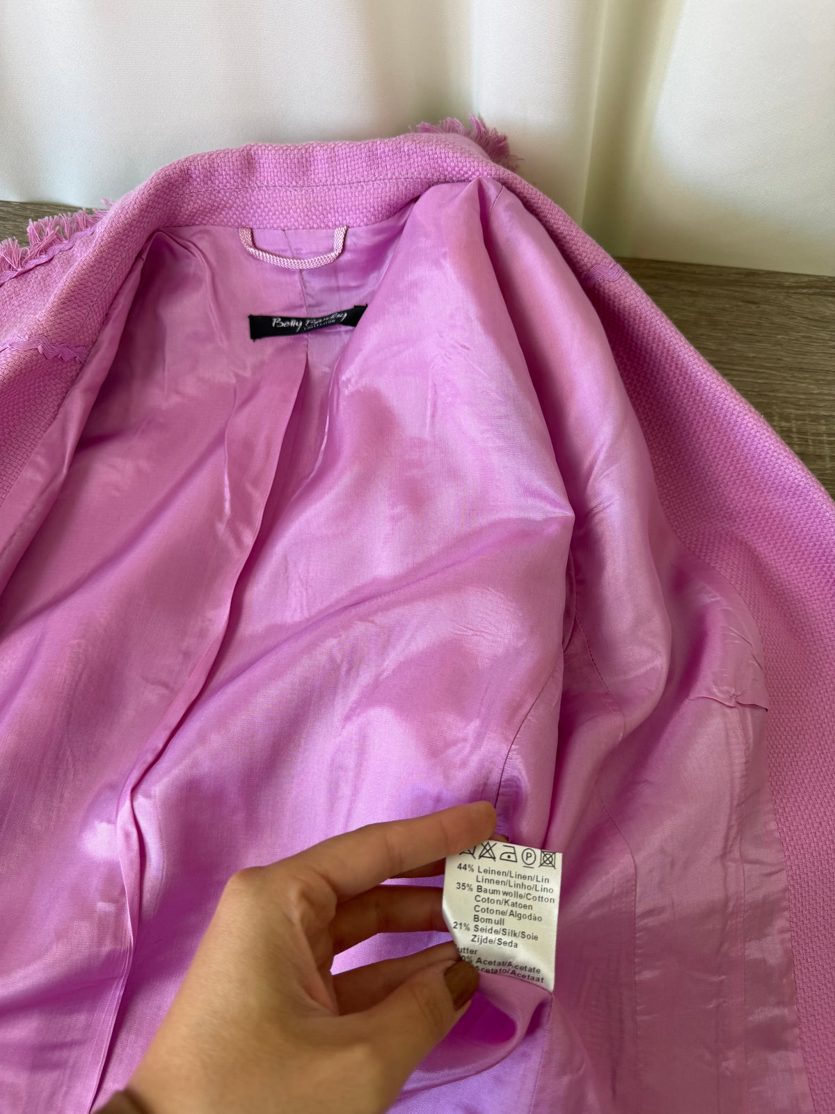 Sacou superb baby pink BETTY BARCLAY din in, bumbac și mătase naturala ( mărimea S/M)