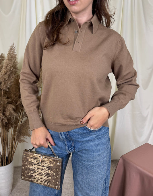Bluză vintage made in Italy din 100% lână cu guler ( mărimea S/M)