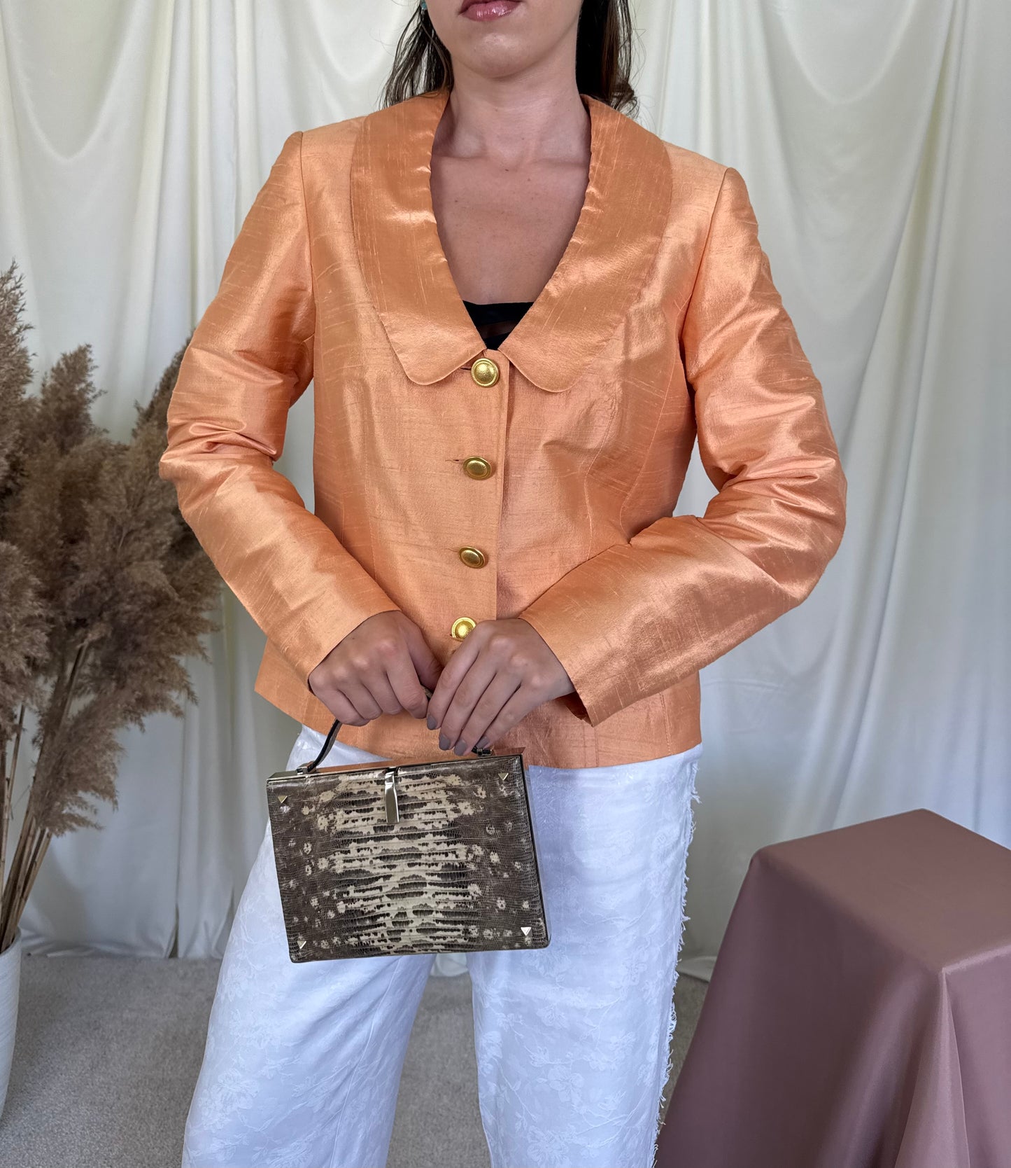 Sacou vintage din 100% mătase naturală 
(Mărimea M)