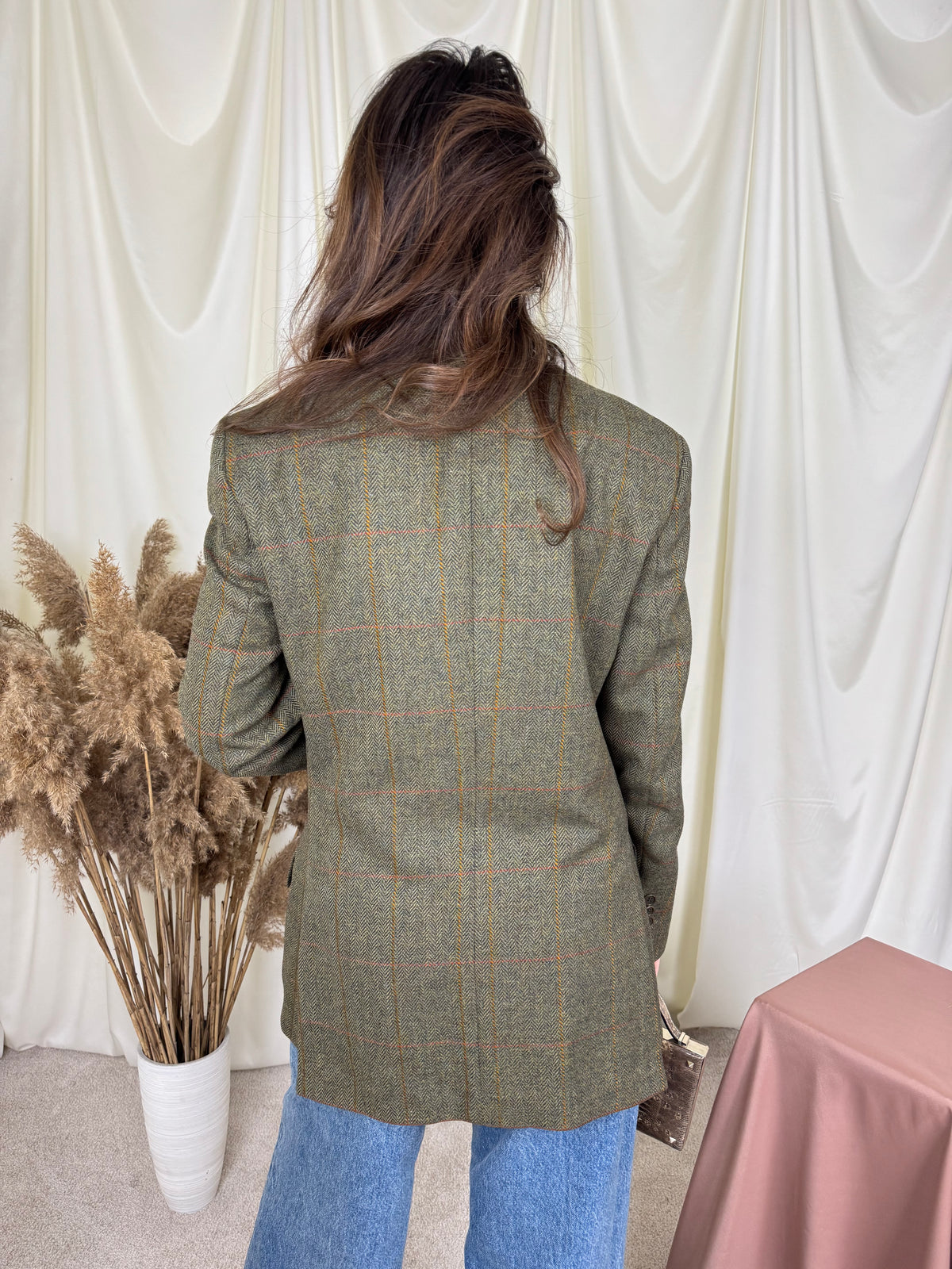 Sacou premium MAGEE în croi bărbătesc din stofă de 100% lana tweed ( mărimea M- fit oversized )