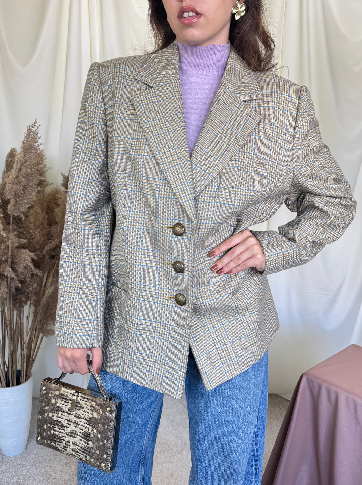 Sacou vintage tip jachetă din stofă calitativă din 100% lână ( mărimea L/XL)