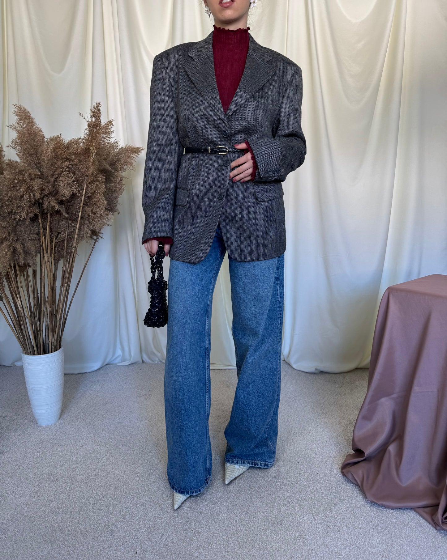 Sacou vintage din stofă 100% lână ( mărimea M-L)