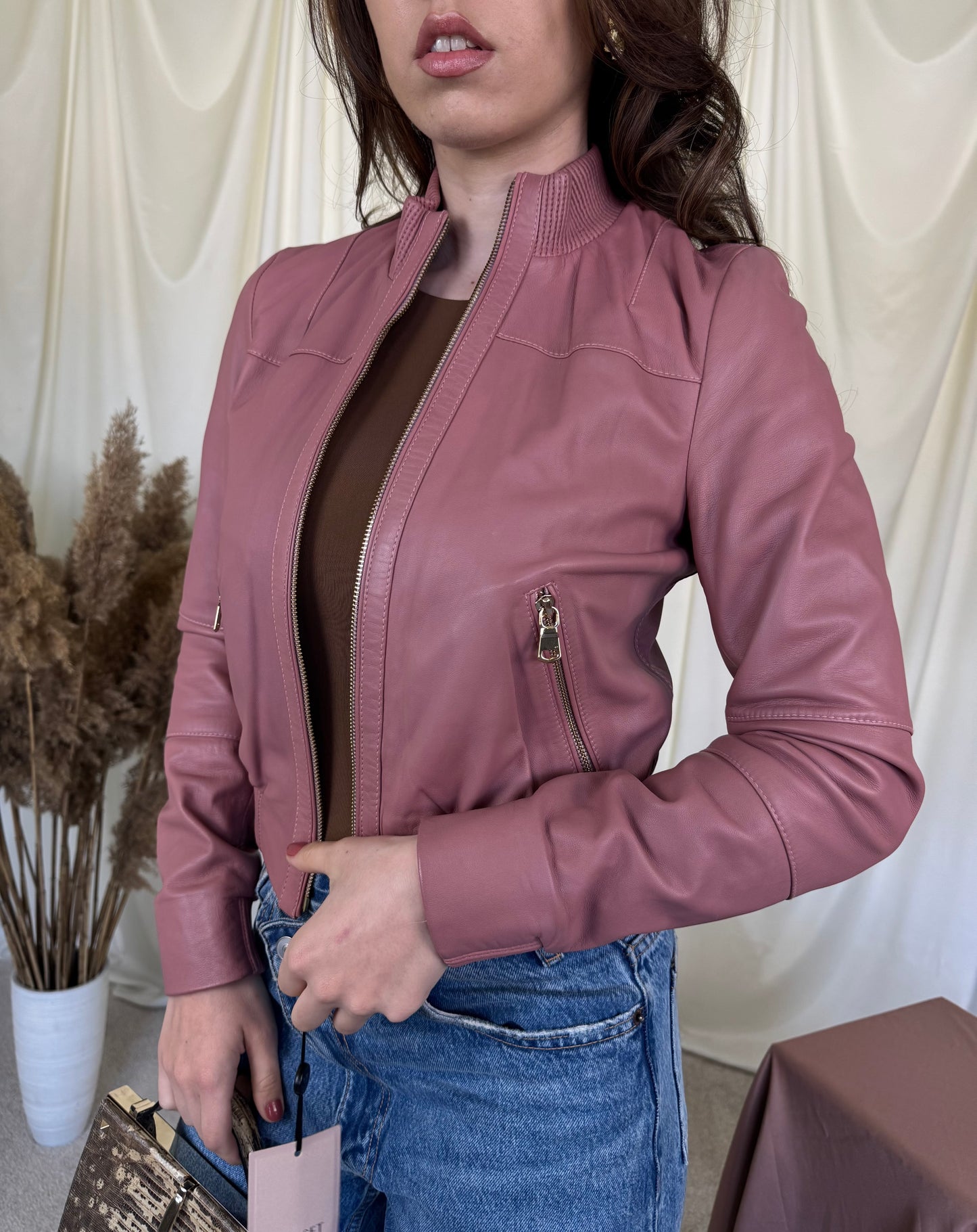 Geaca premium TWINSET din piele naturala super fină 
(Mărimea XS)