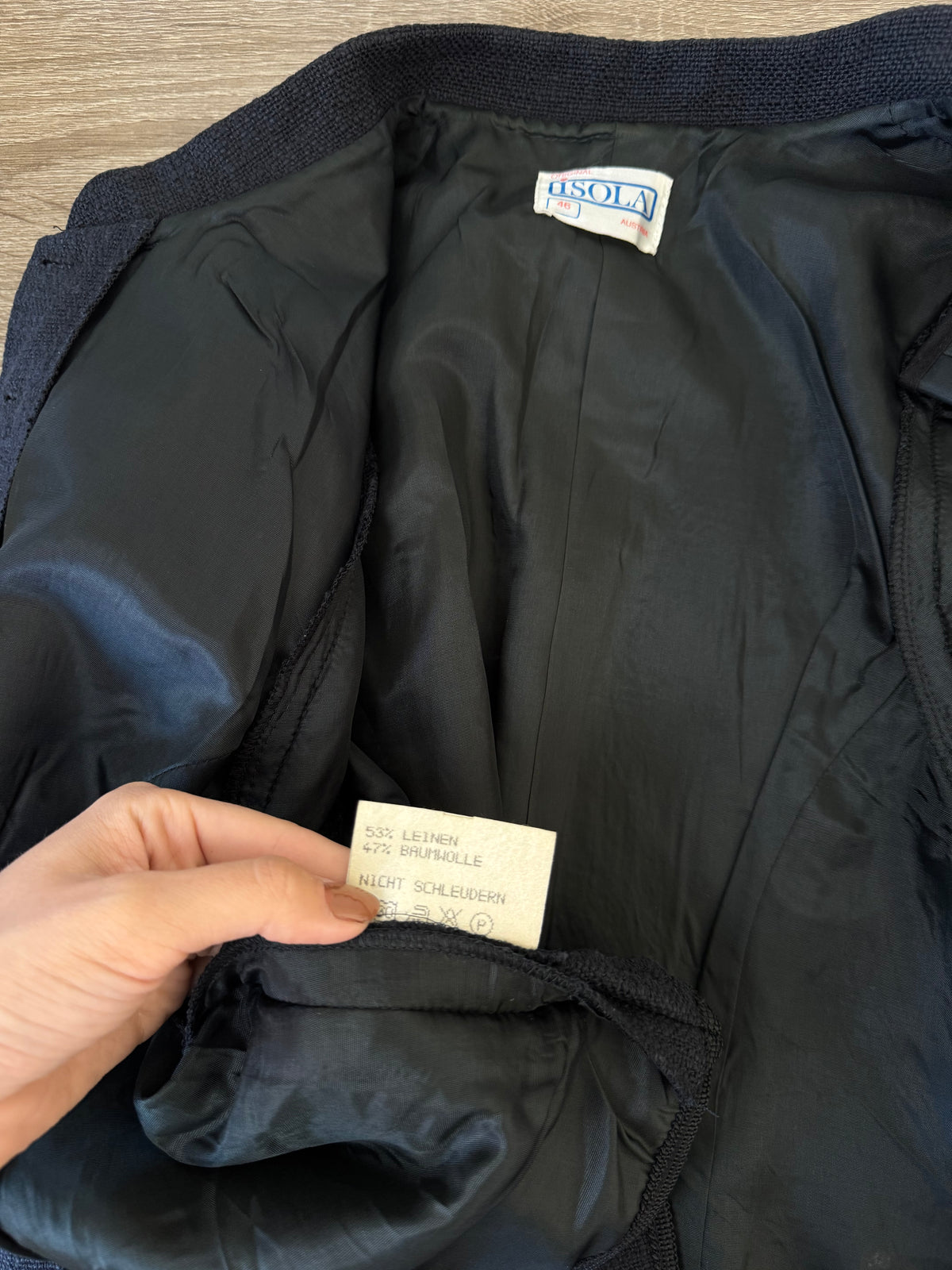 Sacou tip jachetă vintage cu umeri accentuați din bumbac și in structurat și nasturi metalici ( mărimea L/XL)