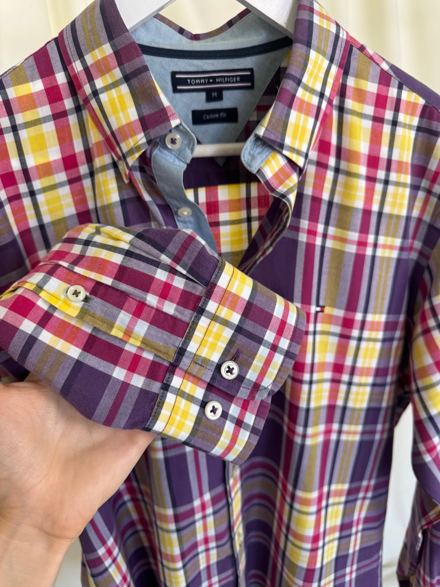Cămașă Tommy print carouri din 100% bumbac 
(Mărimea M)