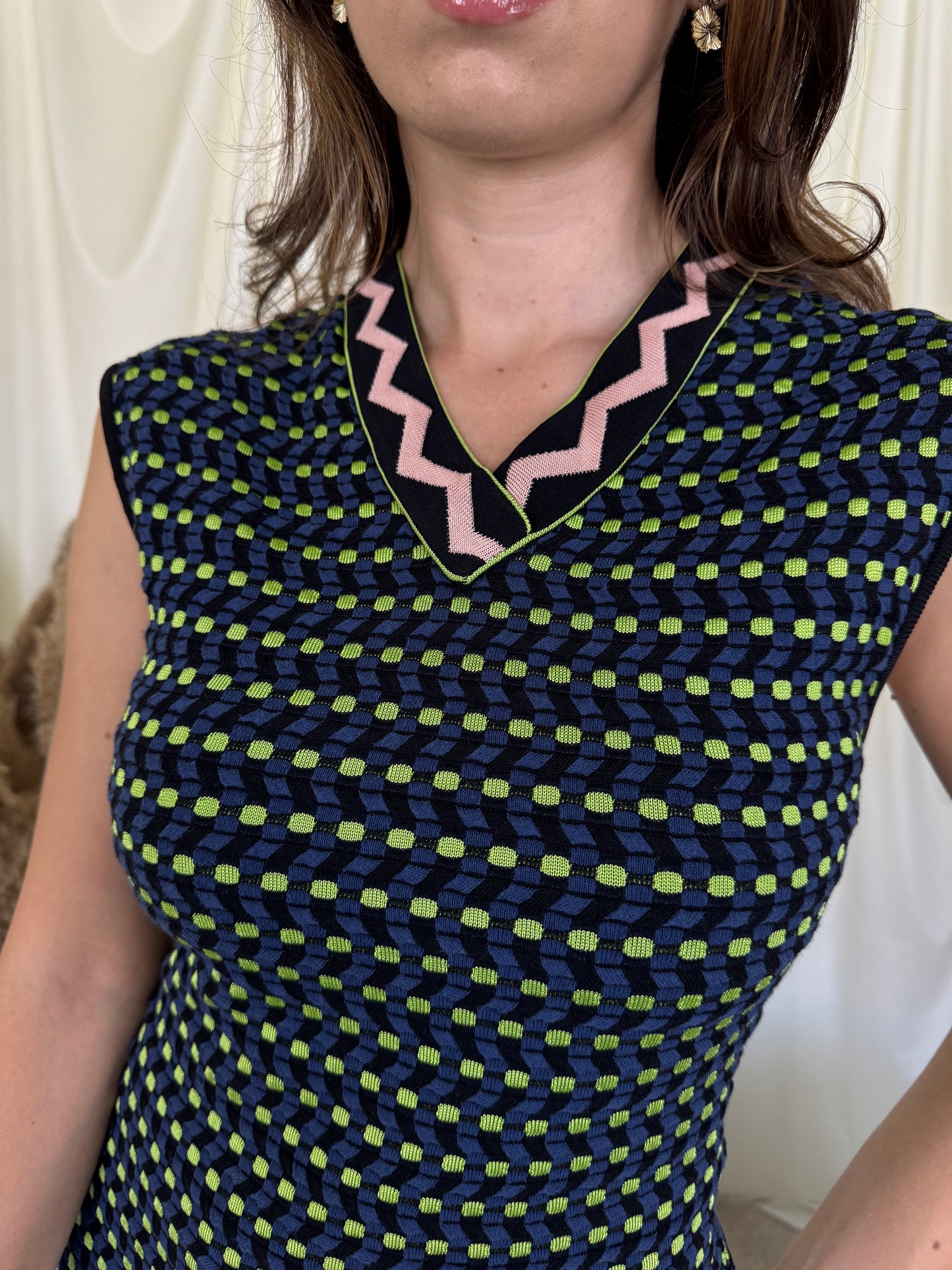 Rochie luxury Missoni din tricot elastic, specific casei de modă, furou inclus ( mărimea S/M)