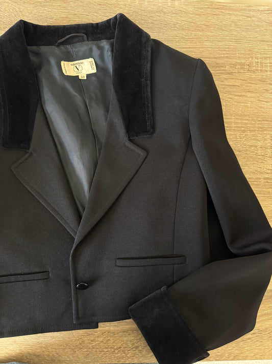 Piesa vintage de colecție Valentino din 100% lână cu detalii din catifea de bumbac , (mărimea xs/s)