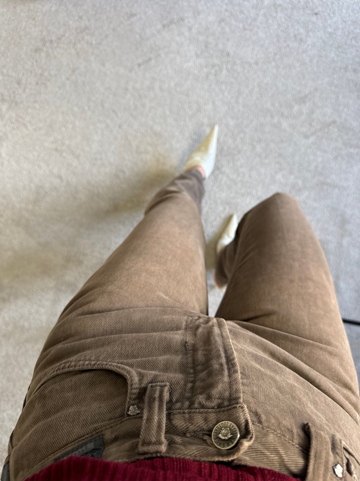 Blug vintage VERSACE cu talie înaltă, denim din bumbac ( XS/S)